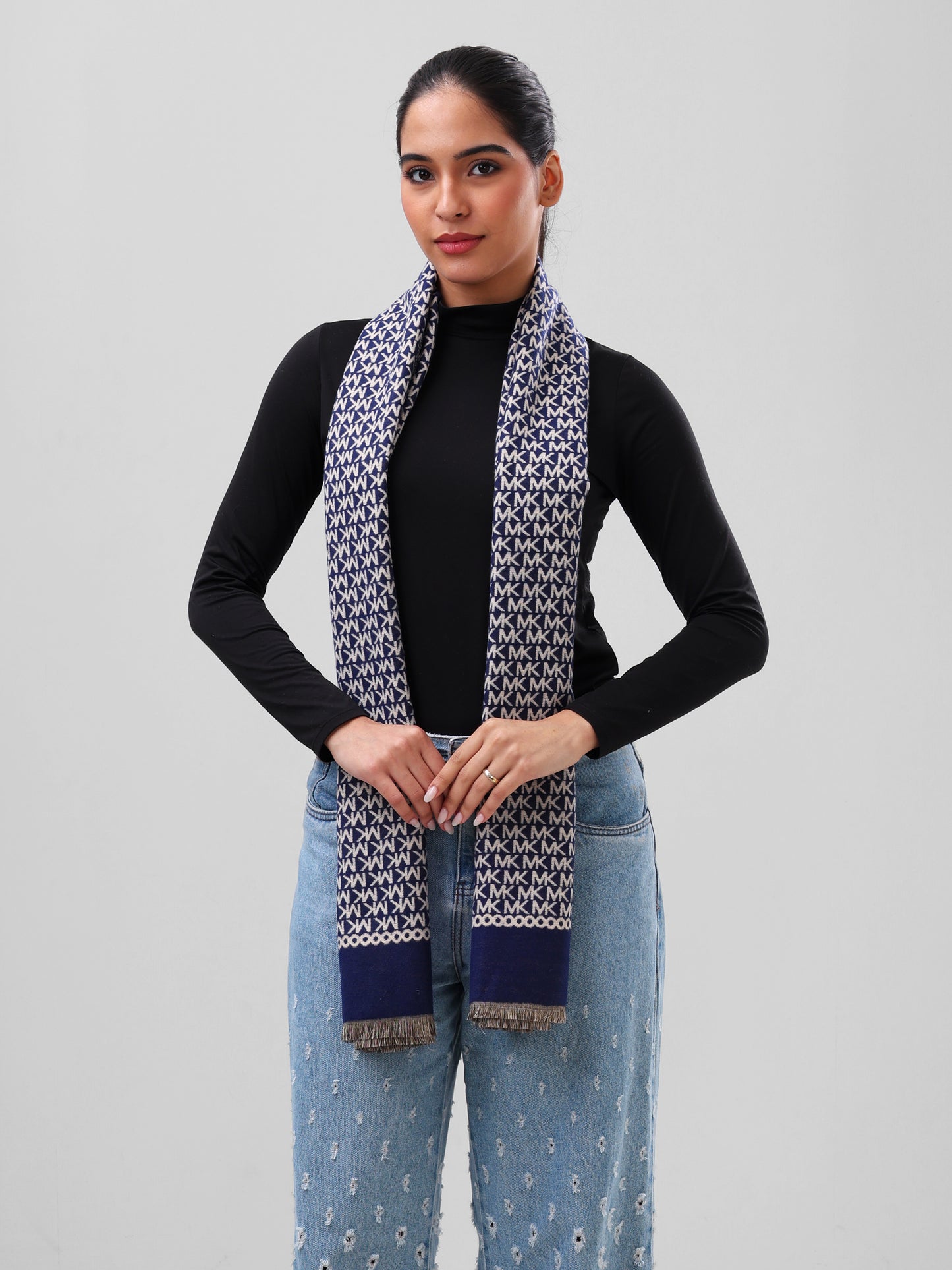 Midnight Blue Monogram Shawl