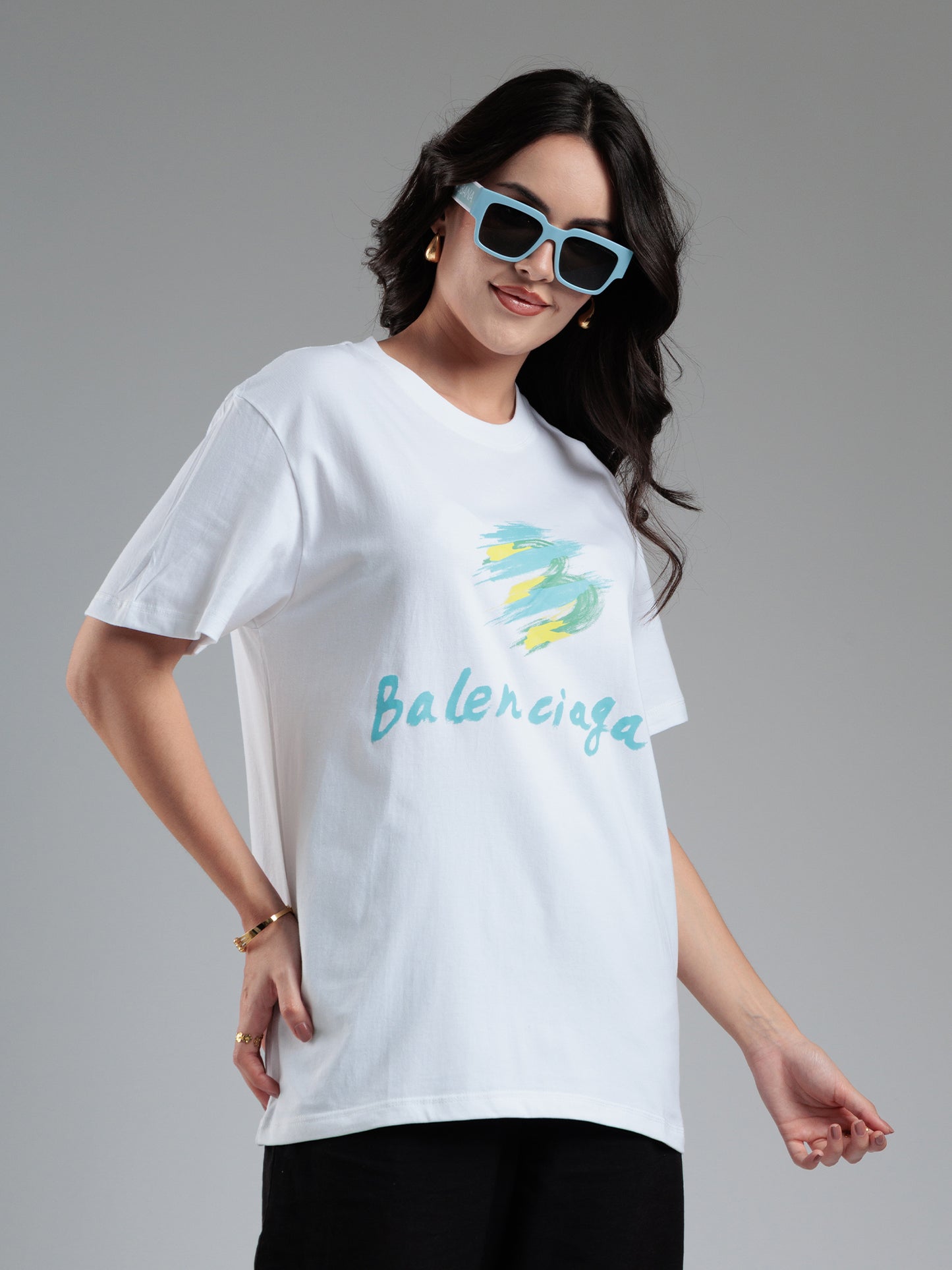 Aqua Brush White Graphic T-Shirt