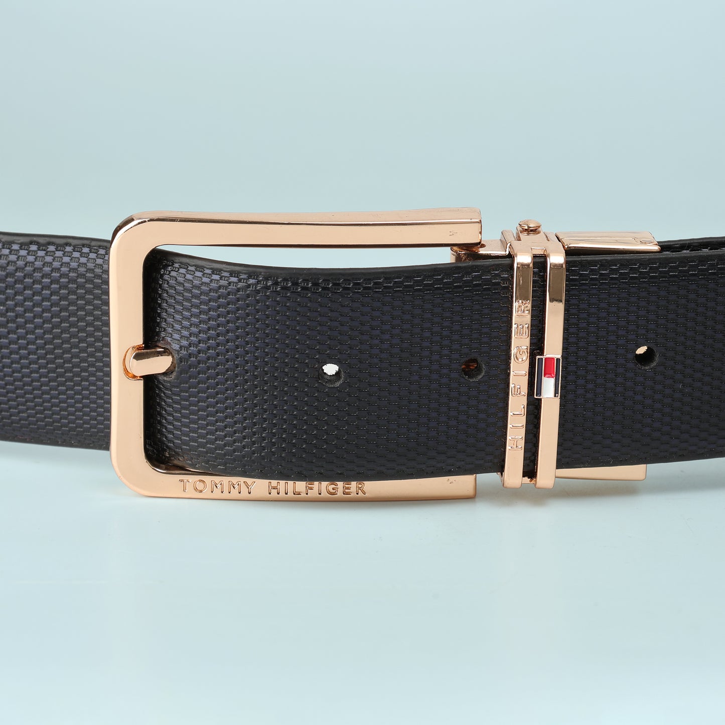 Rose-Gold Grid Textured Belt