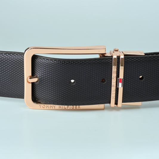 Rose-Gold Grid Textured Belt