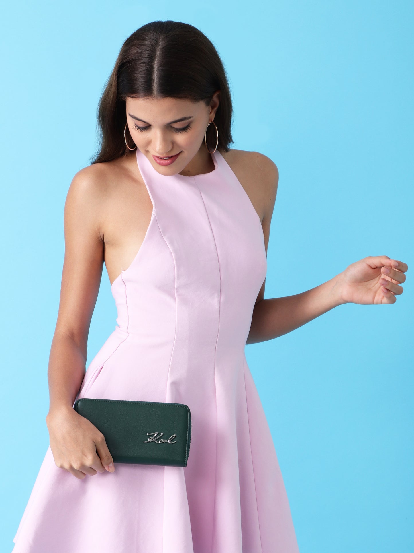 Lagerfeld Paris Green Zip-Around Wallet – Elegant Designer Women’s Wallet