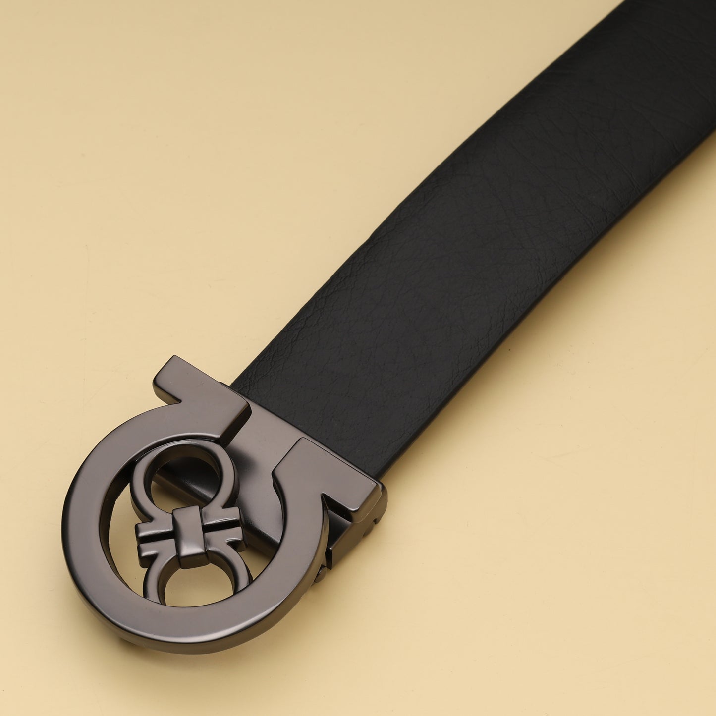 Ferragamo Black Textured Leather Belt