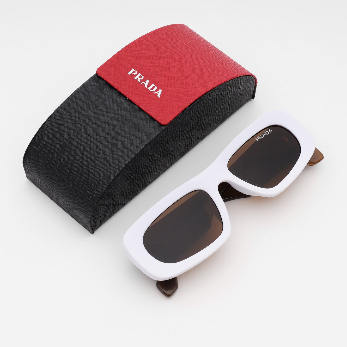 White Frame Rectangle Sunglasses