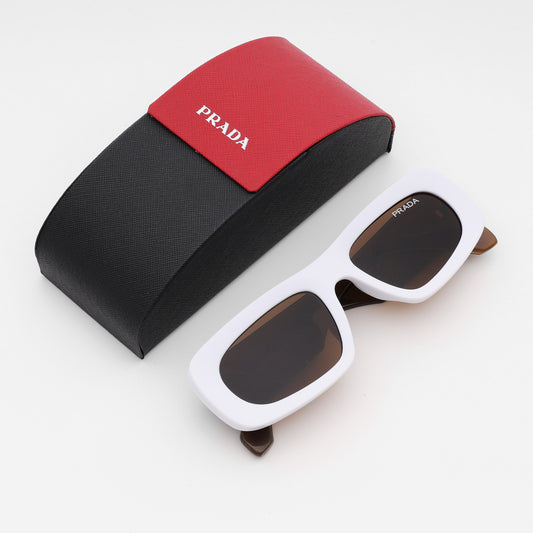 White Frame Rectangle Sunglasses