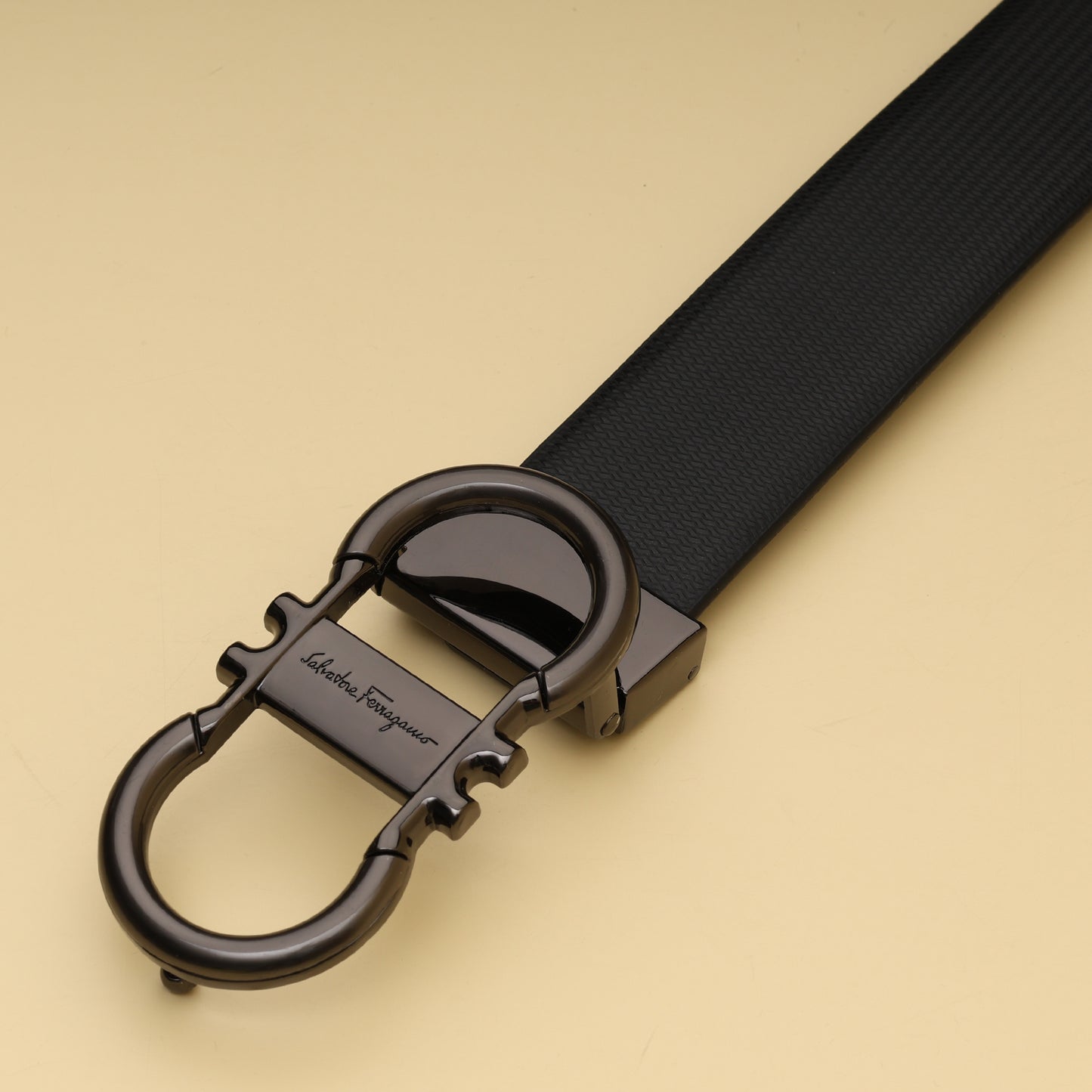 Ferragamo Signature Black Leather Belt