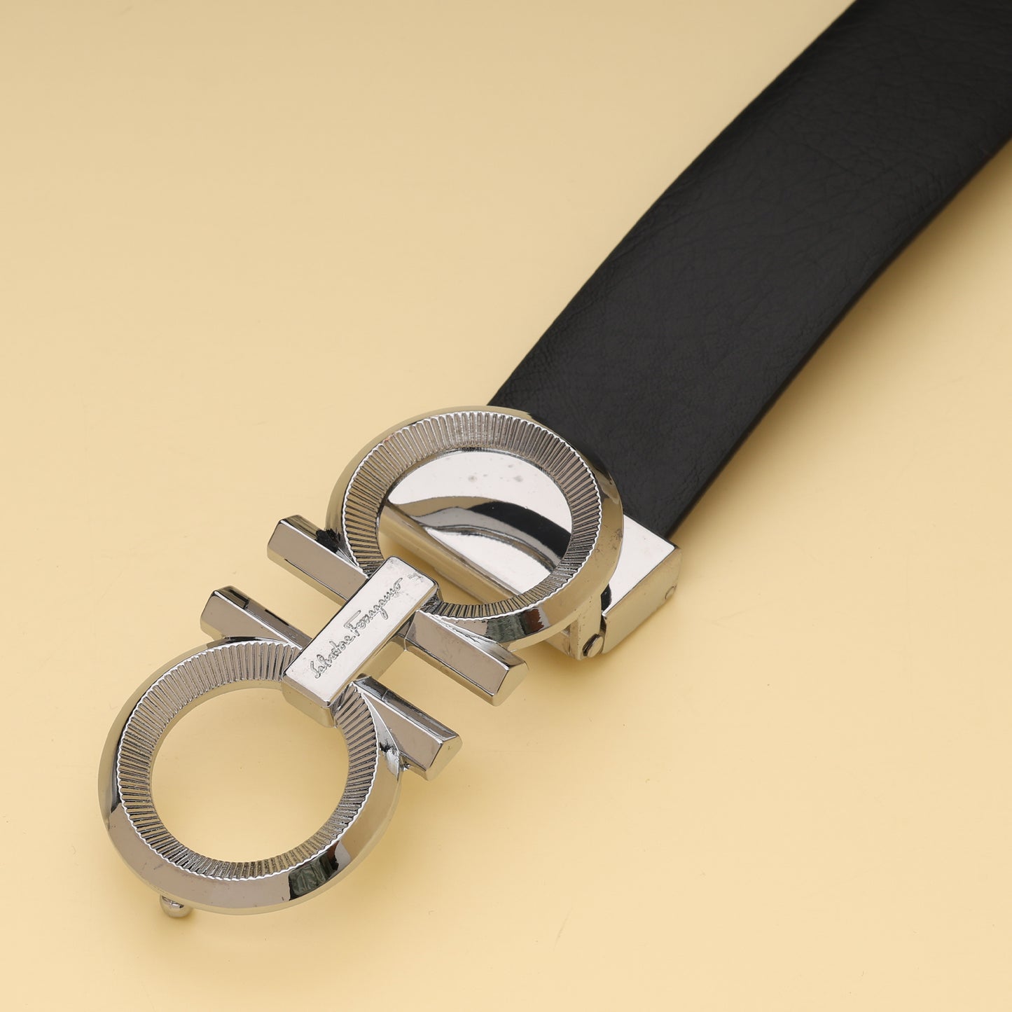 Ferragamo Silver Emblem Leather Belt