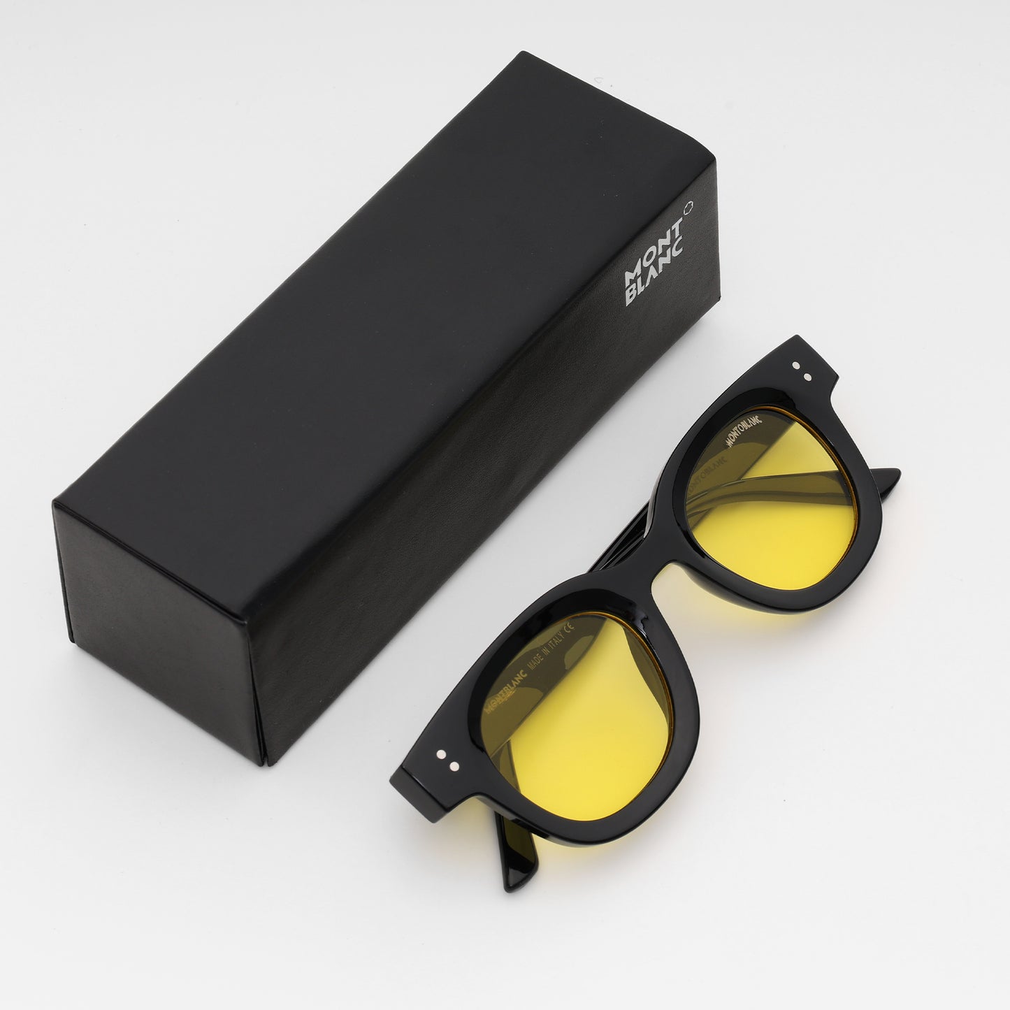 Montblanc Retro Black & Lemon-Tint Sunglasses