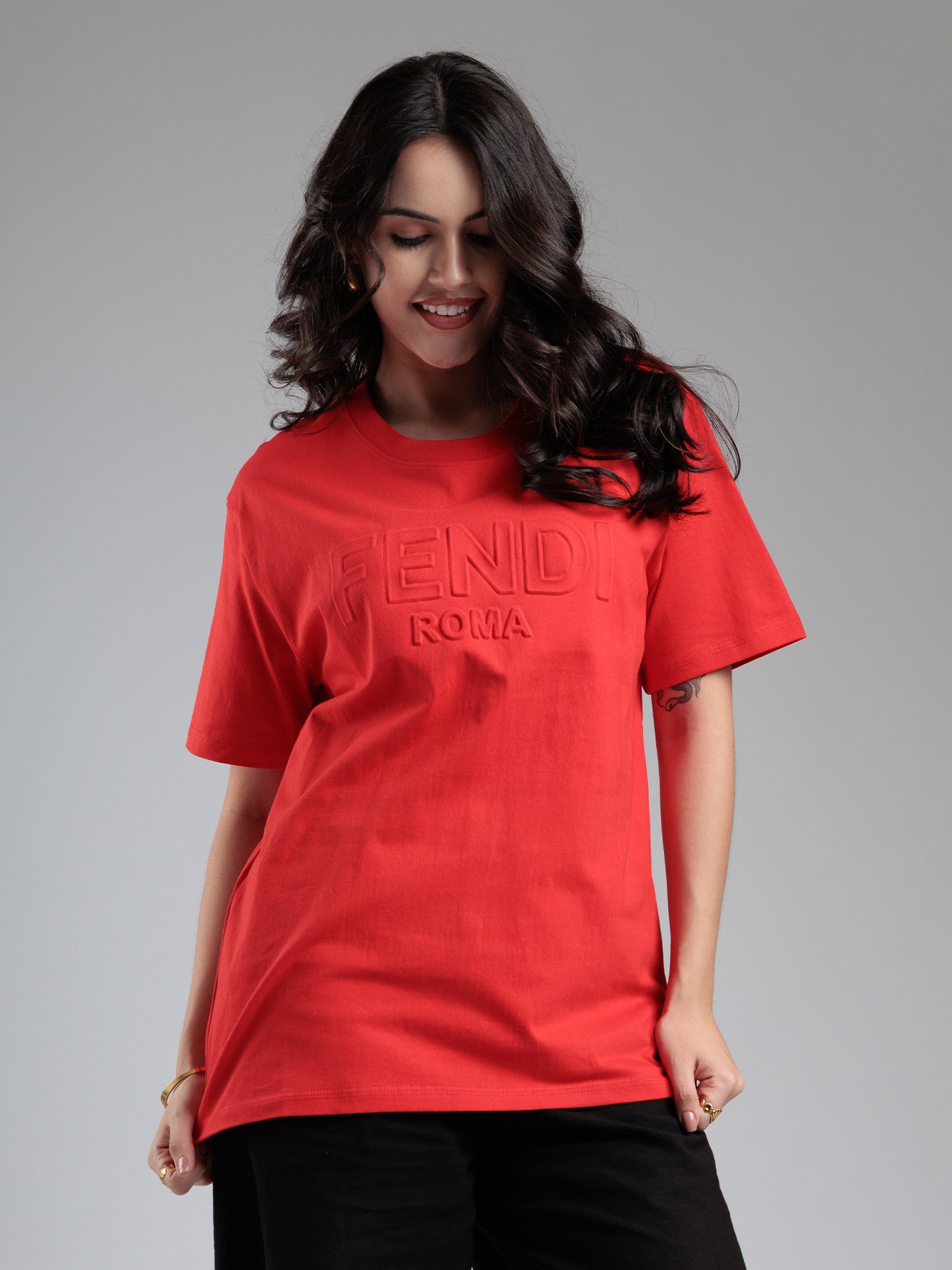 Crimson Tonal Embossed T-Shirt