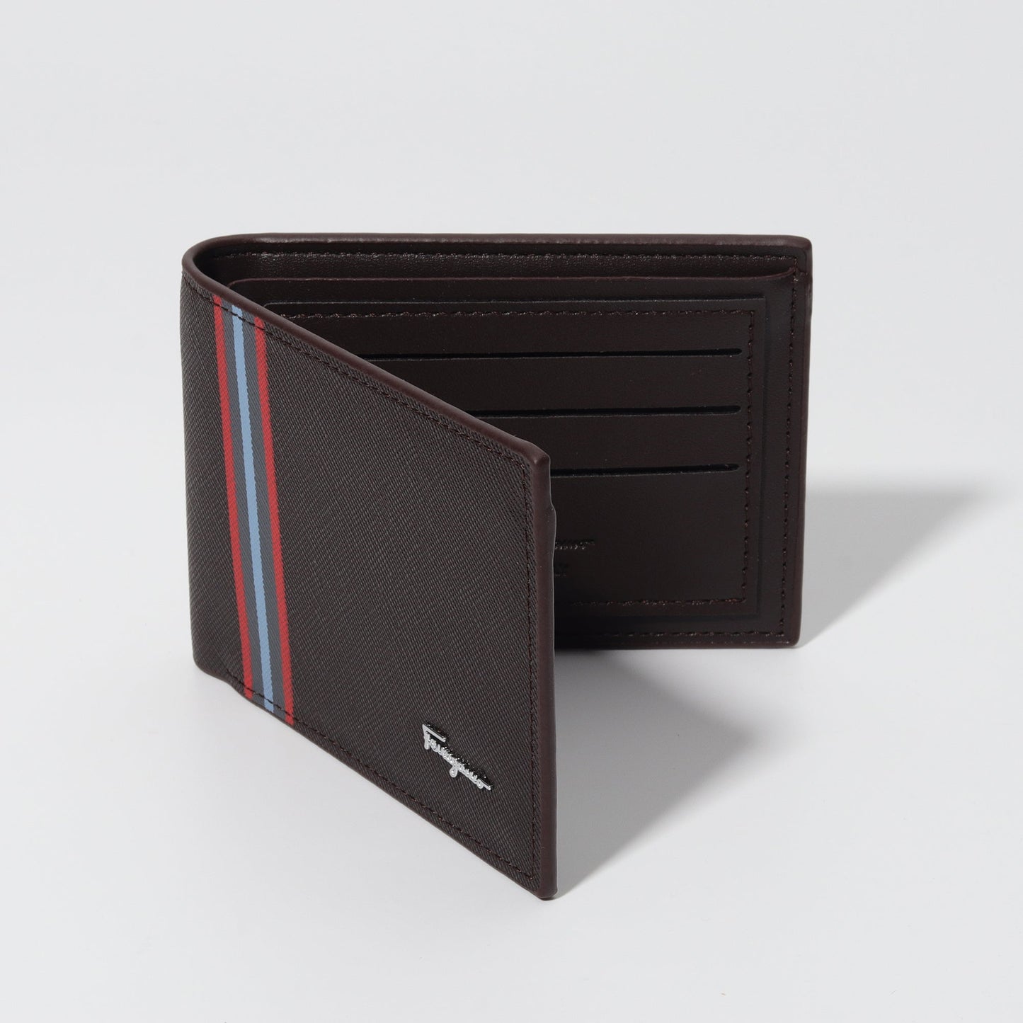 Racing Stripe Wallet in Dark Brown
