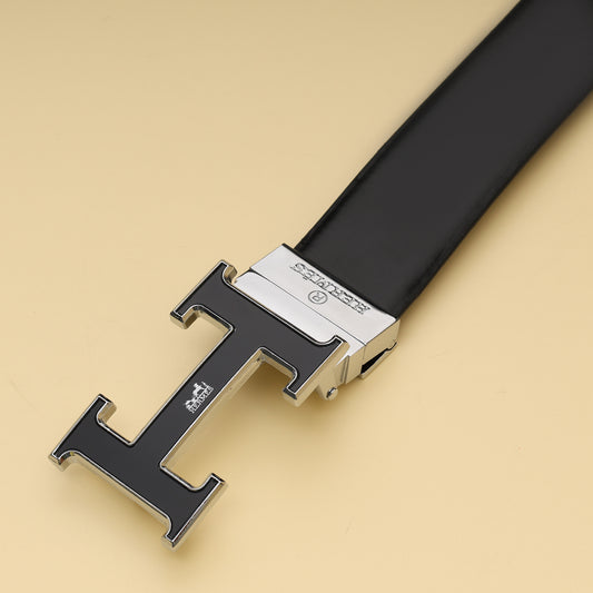 H Buckle Reversible Leather Belt