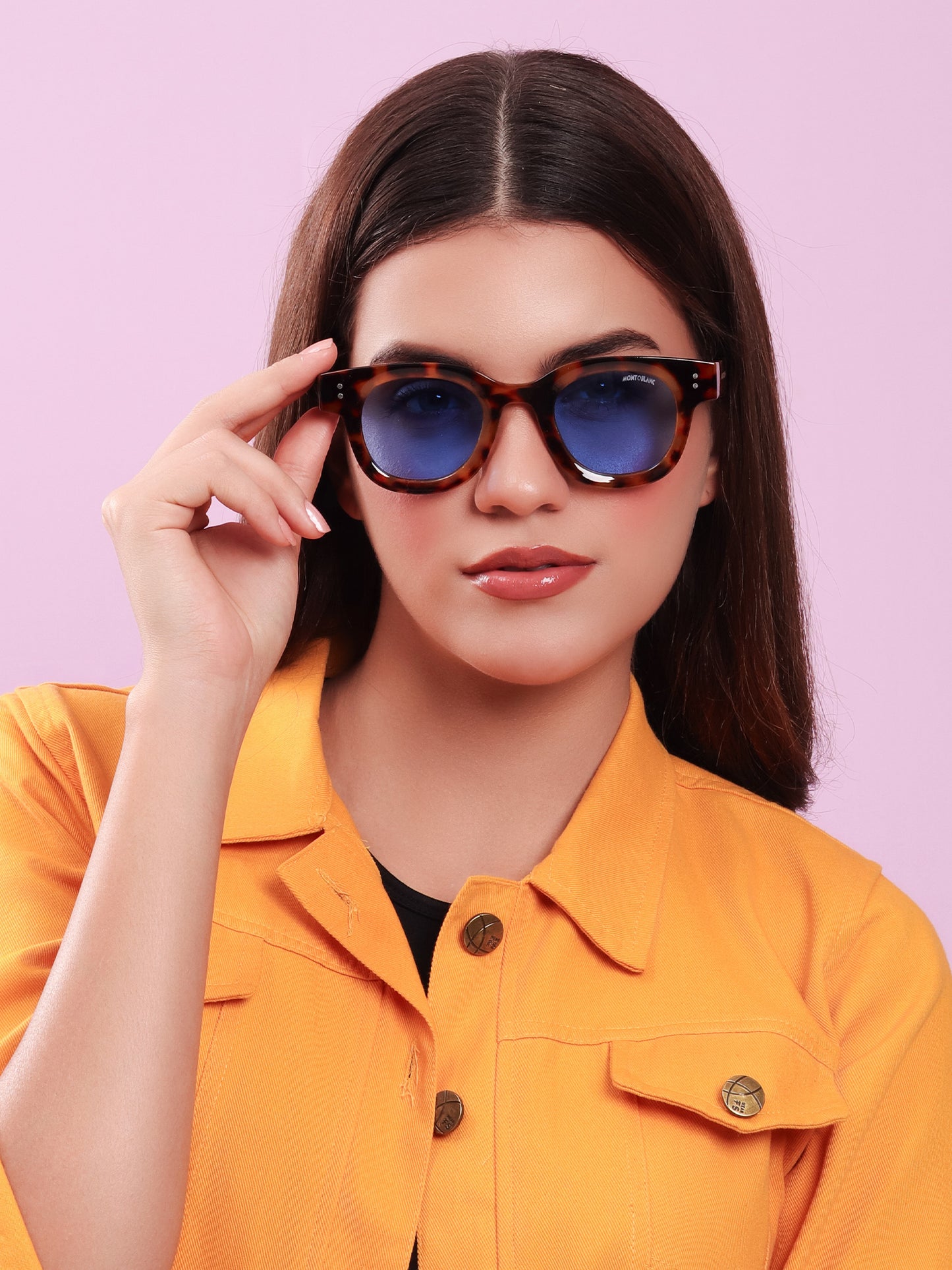 Montblanc Tortoiseshell Blue Lens Sunglasses