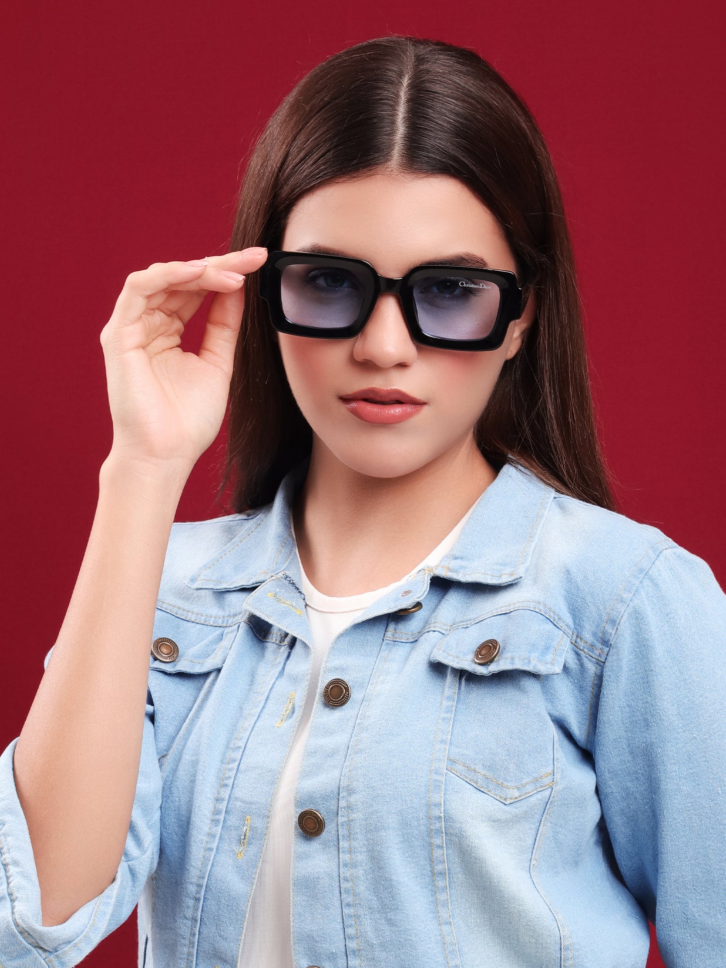 “Frosted Blue Statement” Square Sunglasses