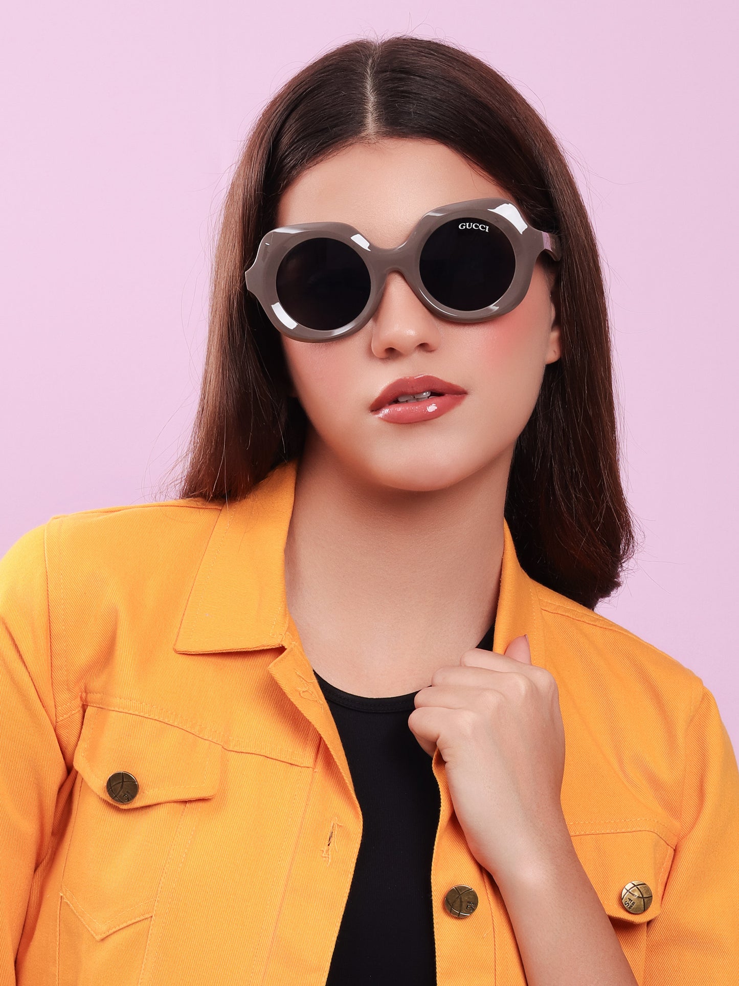 Retro Round Sunglasses in Mocha Brown