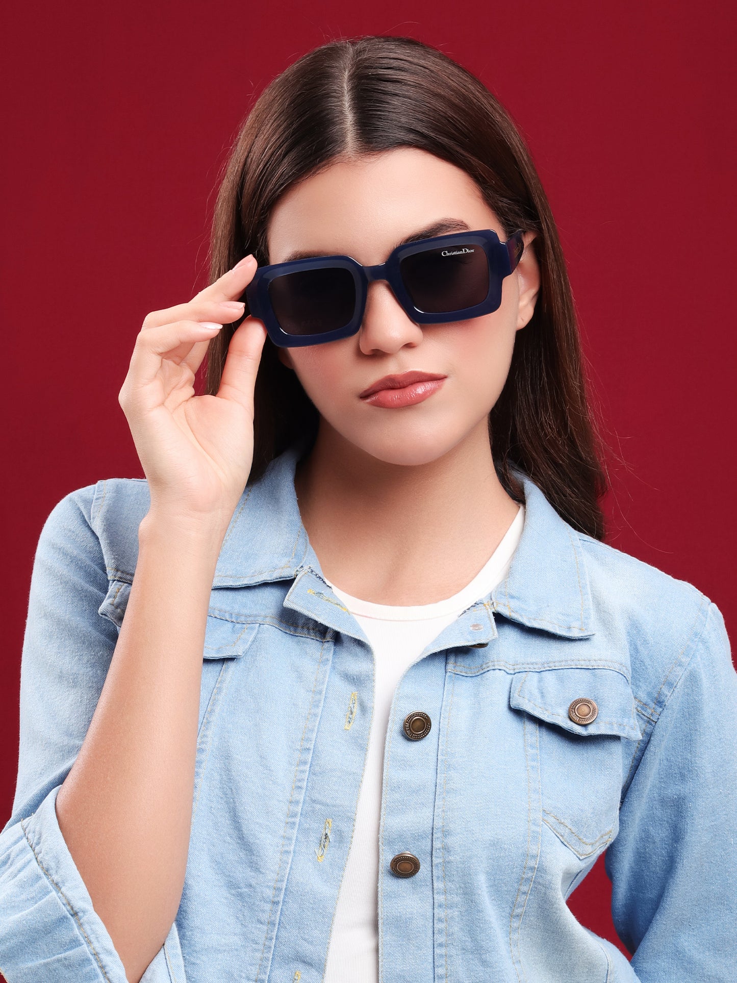 Square Blue Acetate Sunglasses