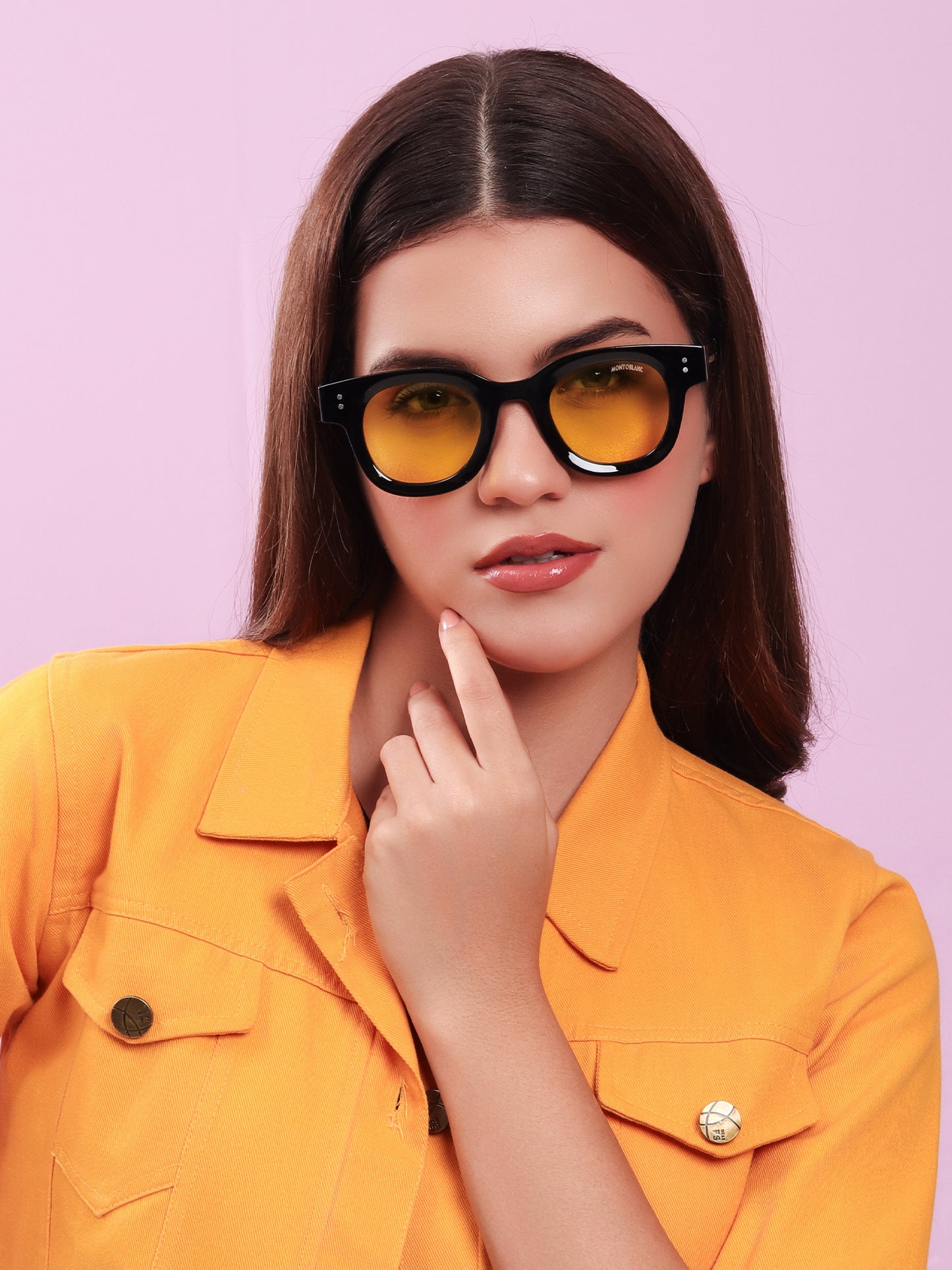 Montblanc Retro Black & Lemon-Tint Sunglasses