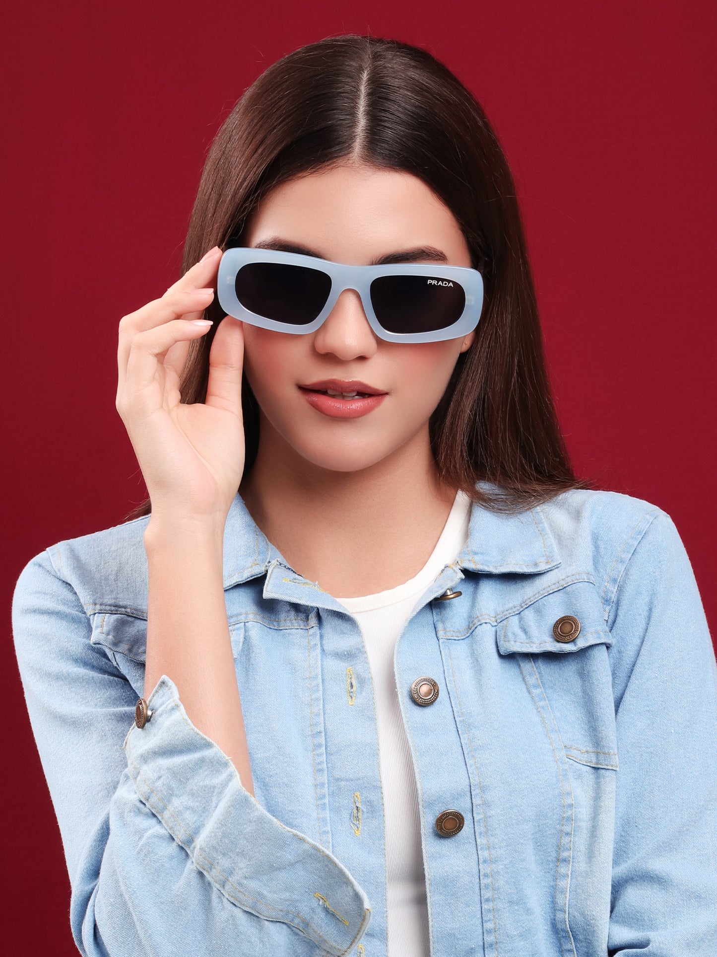 Glacier Blue Rectangle Sunglasses