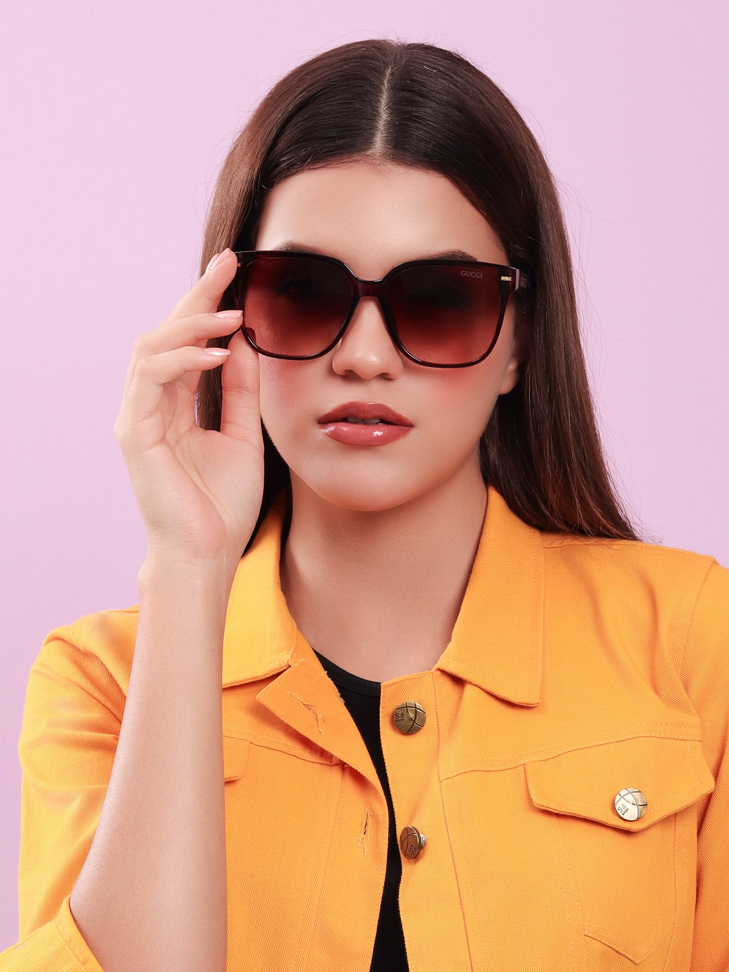 Square Sunglasses in Bordeaux Red