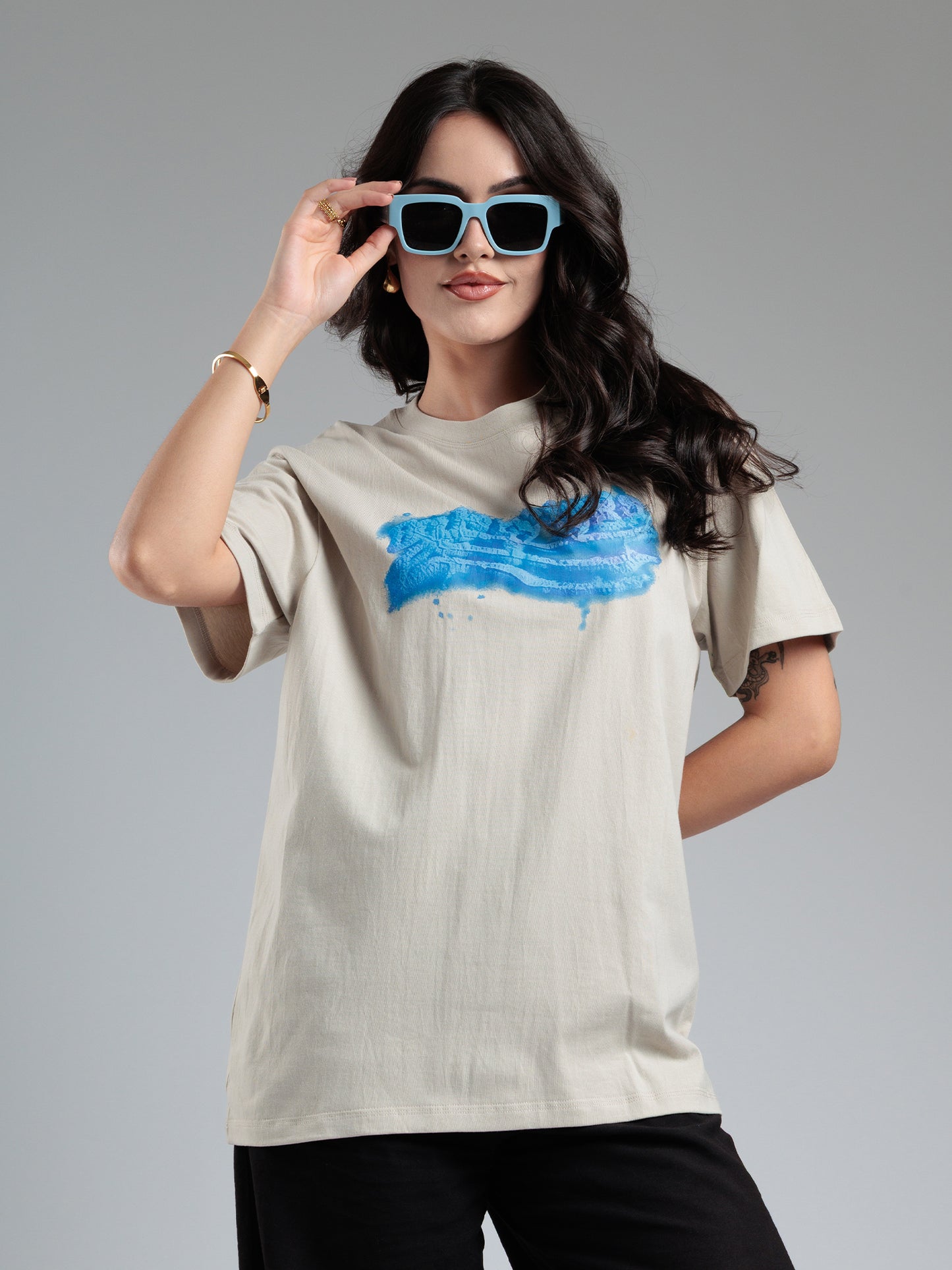 Sandstone Blue Brush Graphic T-Shirt