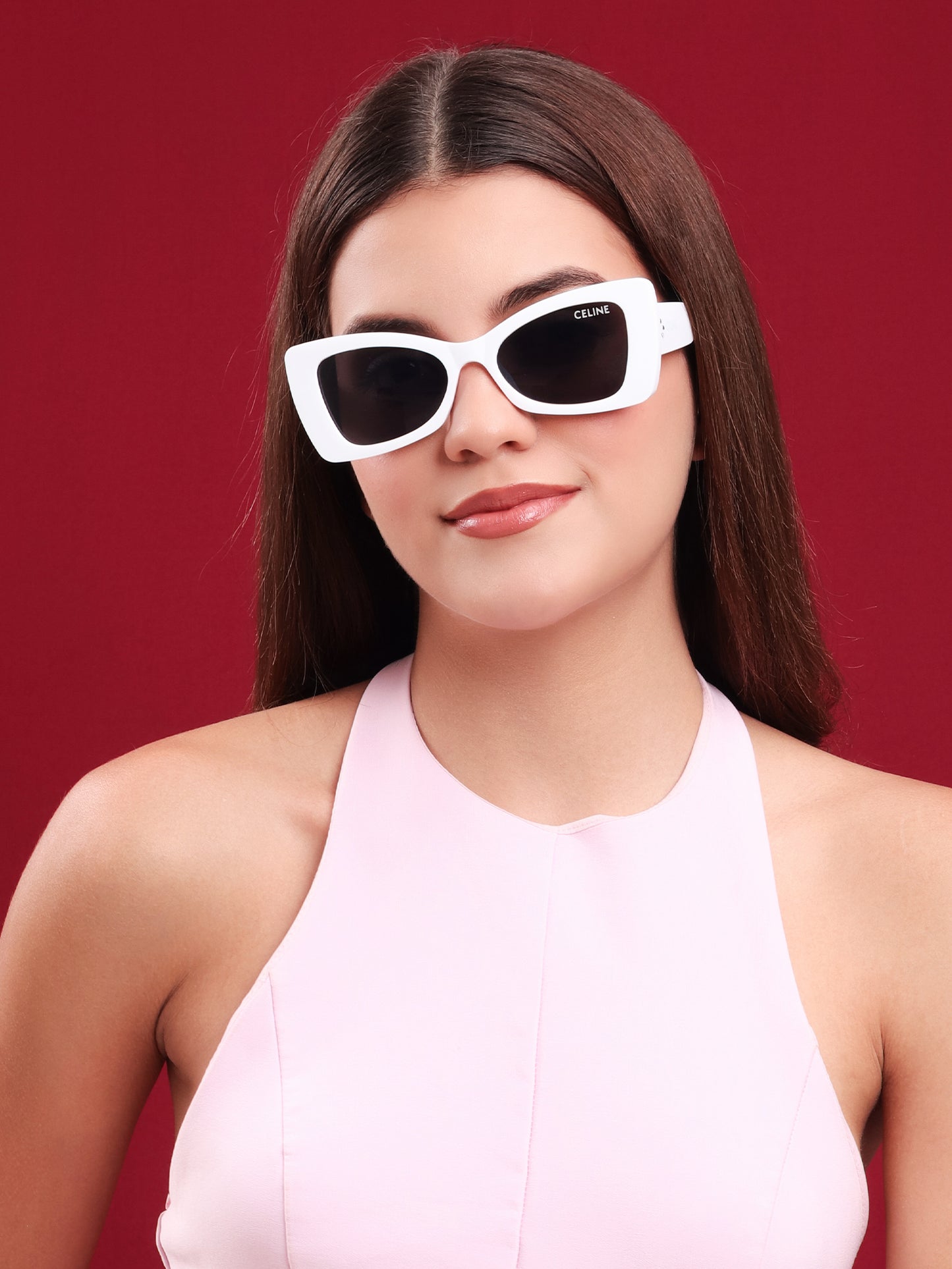 Celine Oversized White Cat-Eye Sunglasses