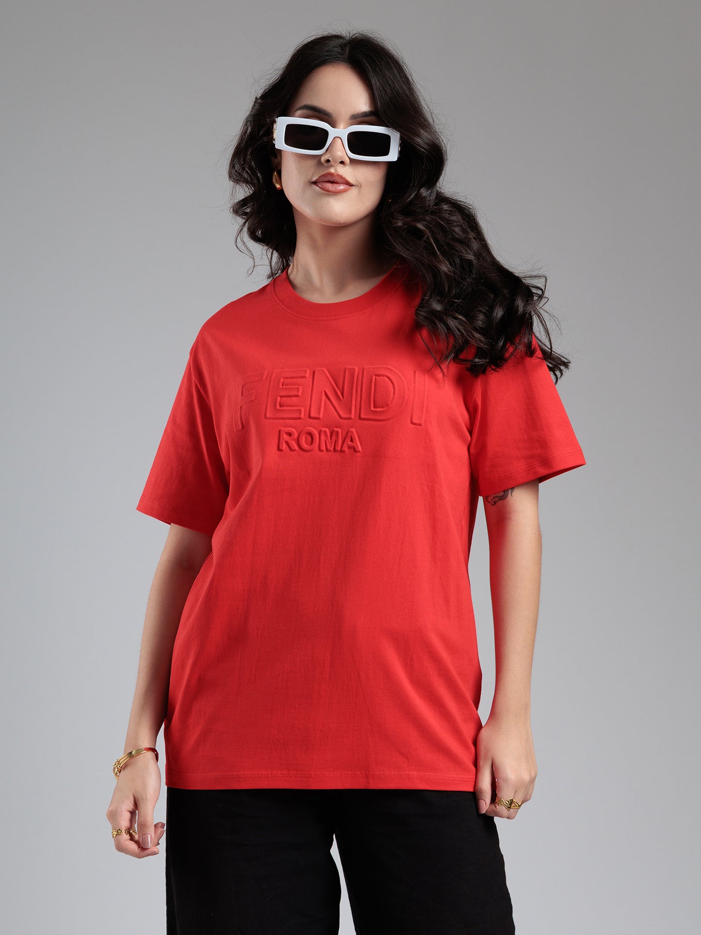 Crimson Tonal Embossed T-Shirt
