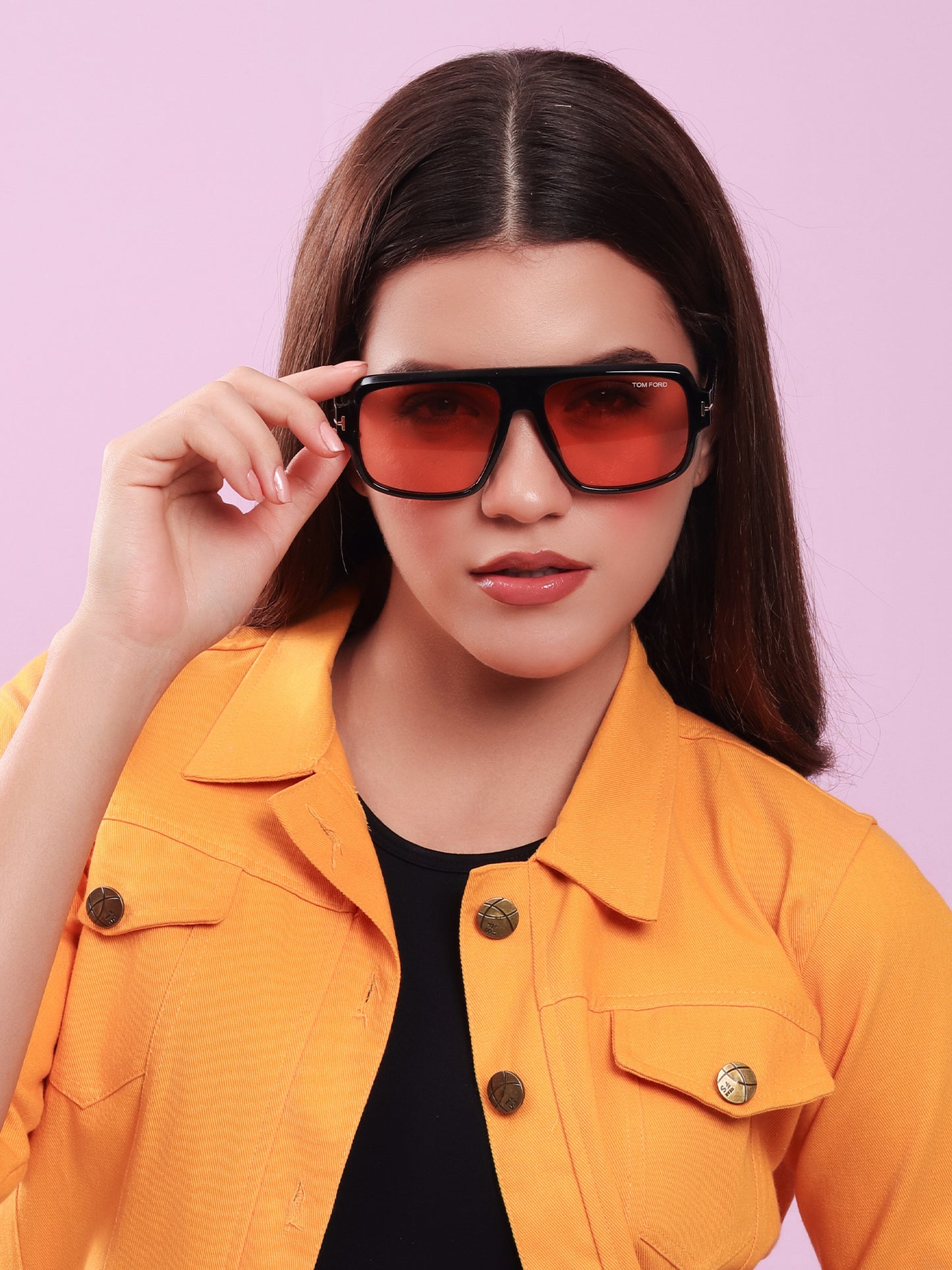 Black Frame Peach Lens Sunglasses
