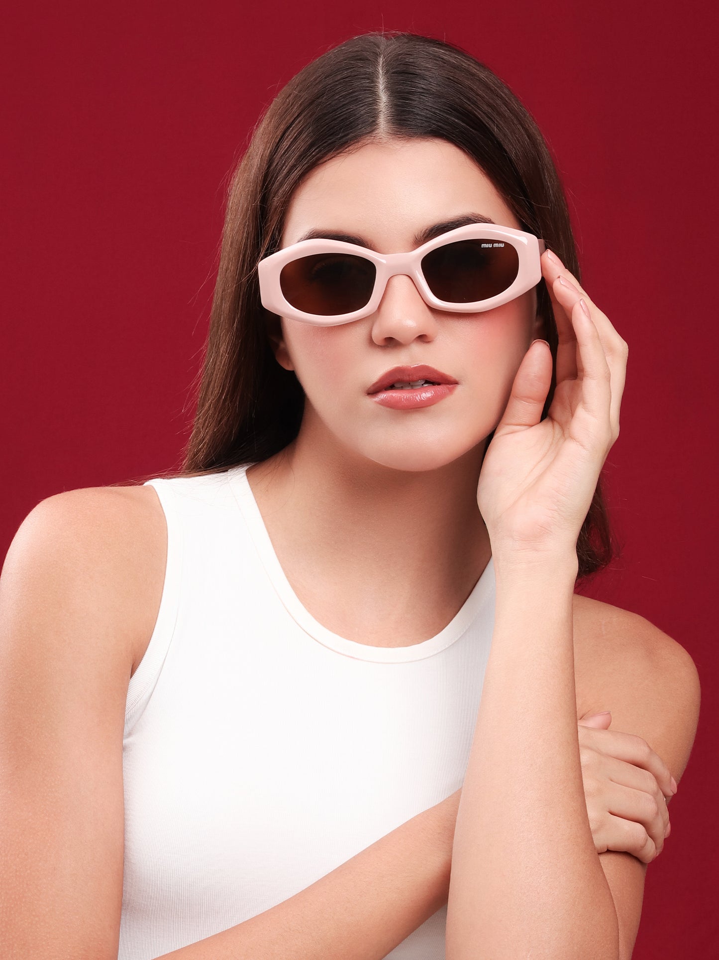 Powder Blush Oval Sunglasses