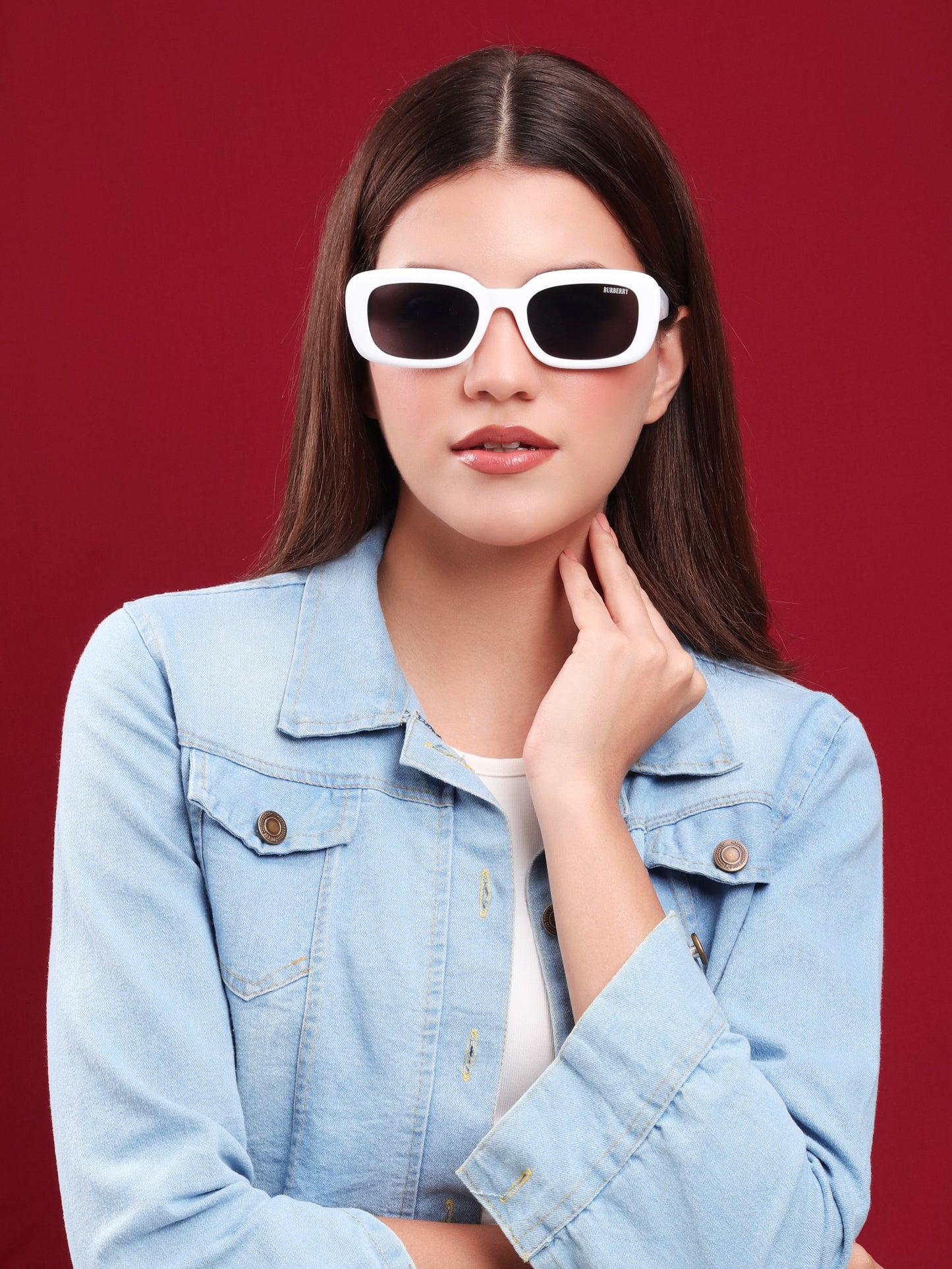 Arctic White Rectangular Sunglasses by Burberry