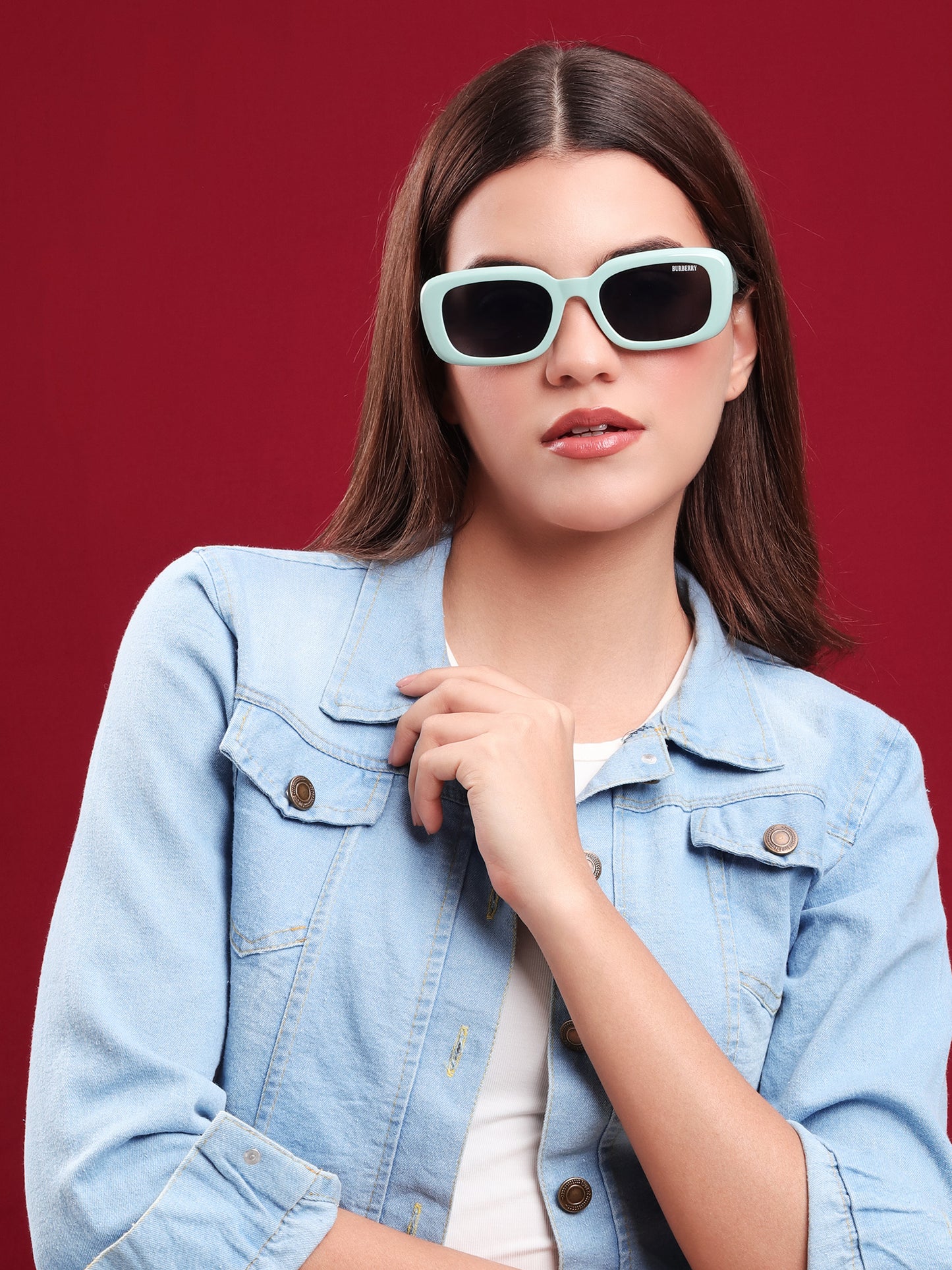 Burberry Mint Charm Rectangular Sunglasses