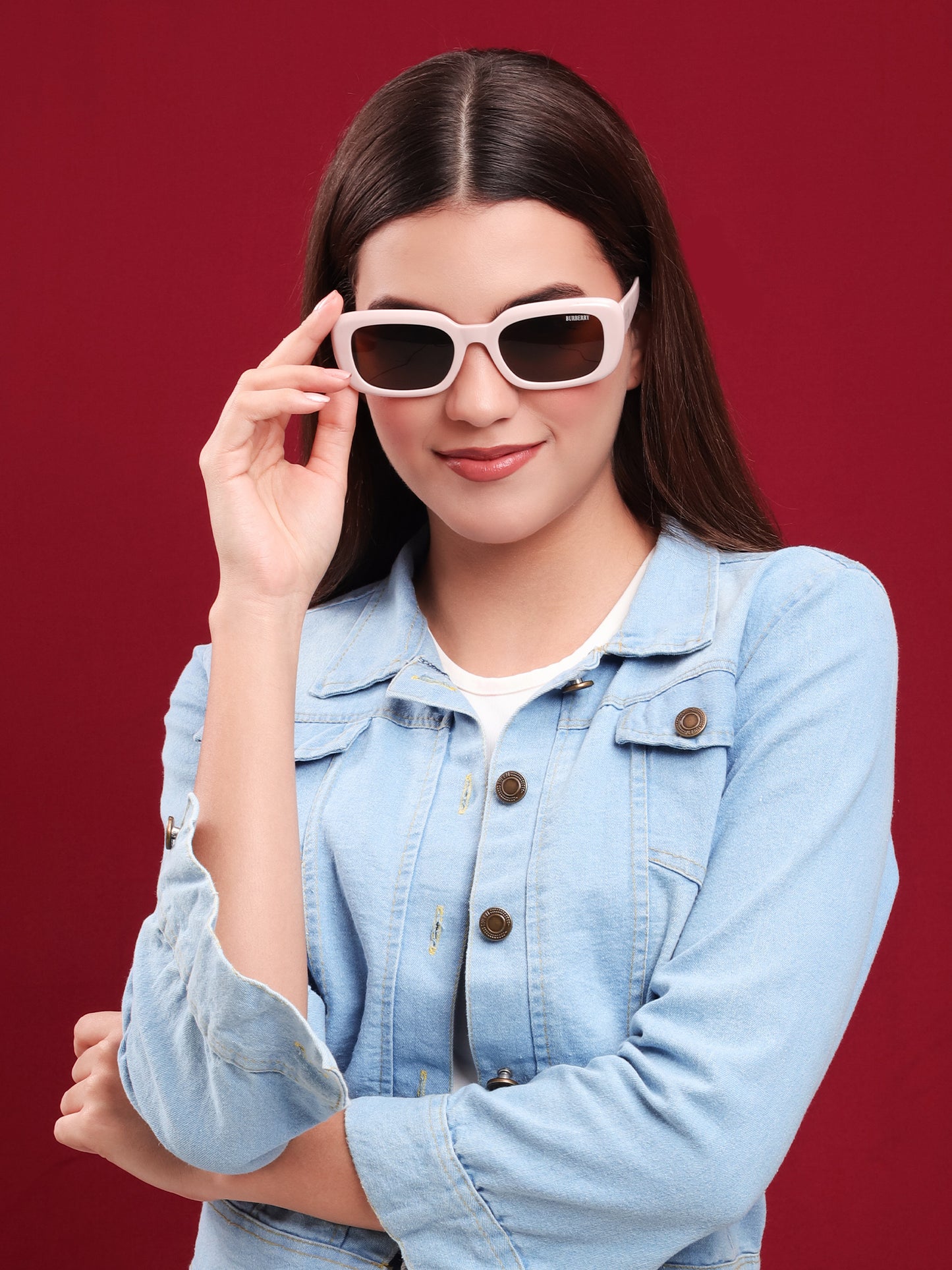 Blush Luxe Rectangular Sunglasses