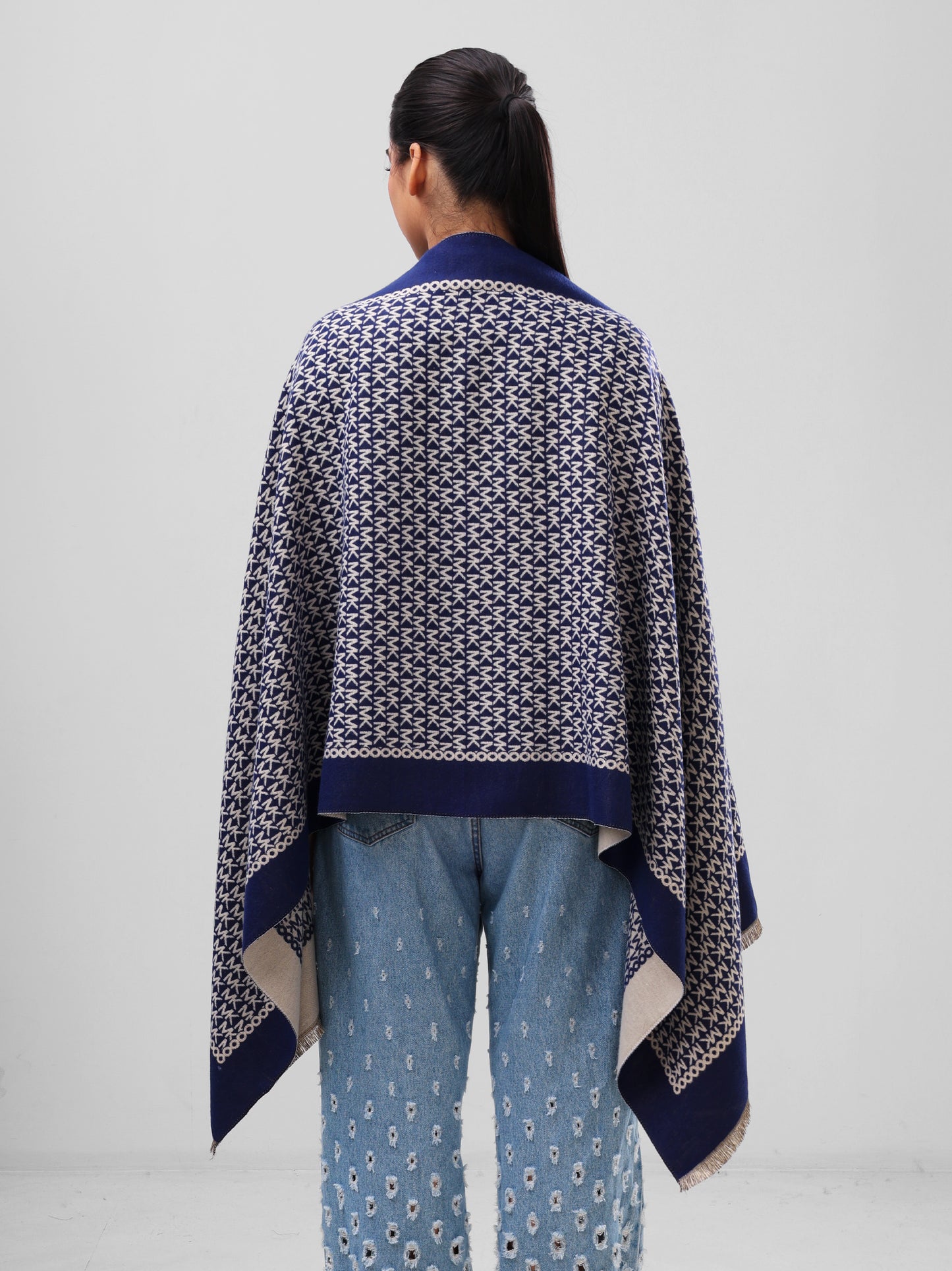 Midnight Blue Monogram Shawl