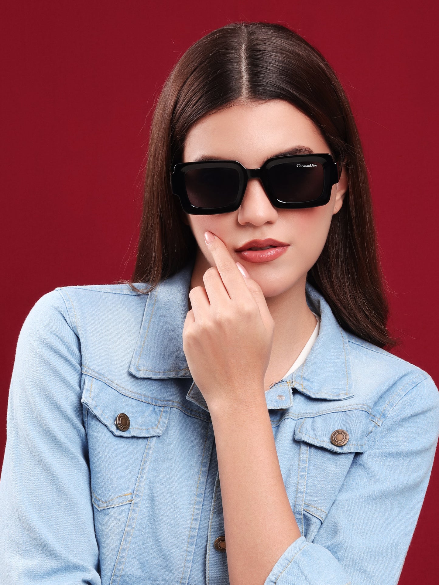 Square Statement” Black Acetate Sunglasses