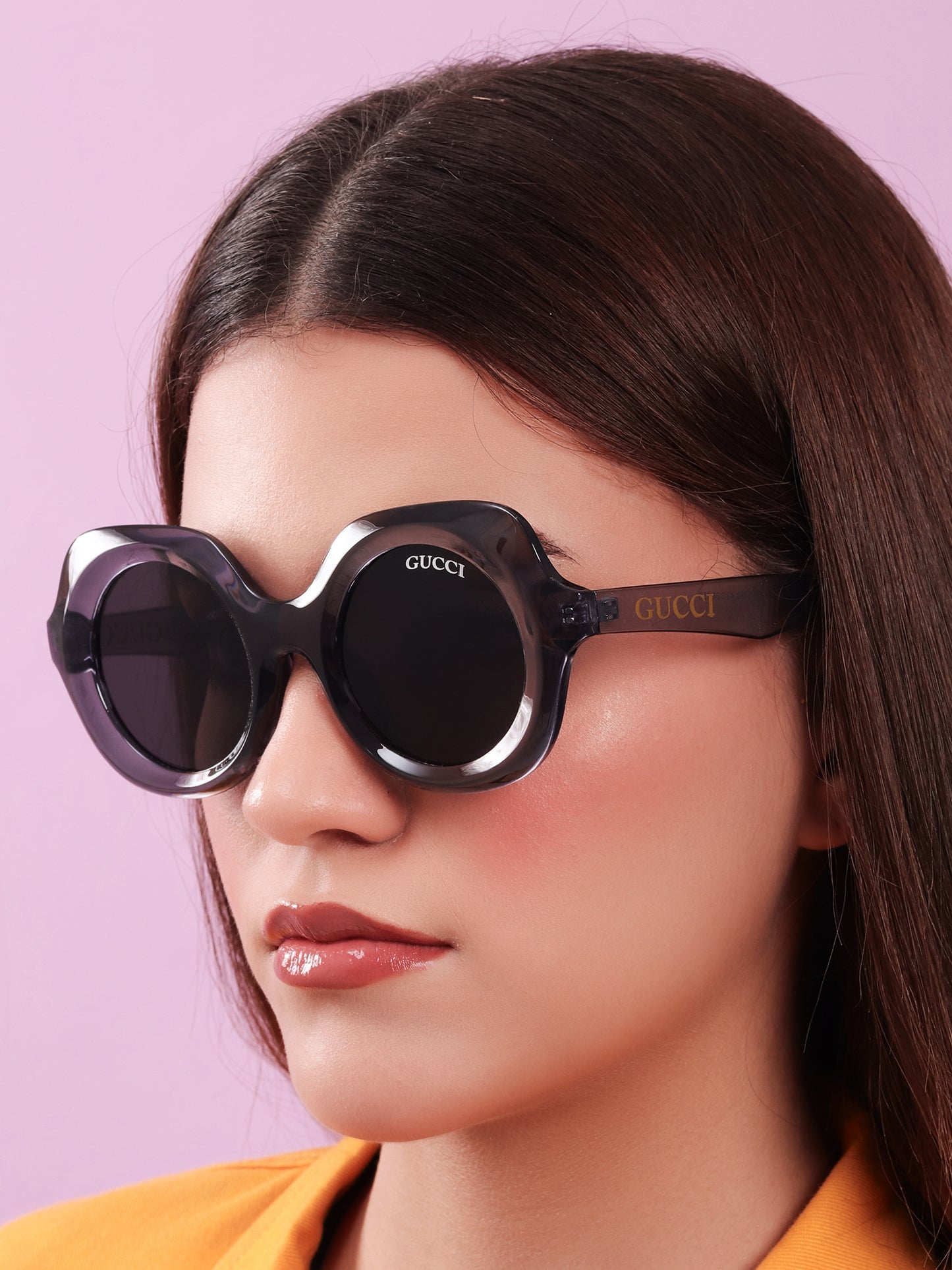 Signature Round Sunglasses in Smoky Crystal