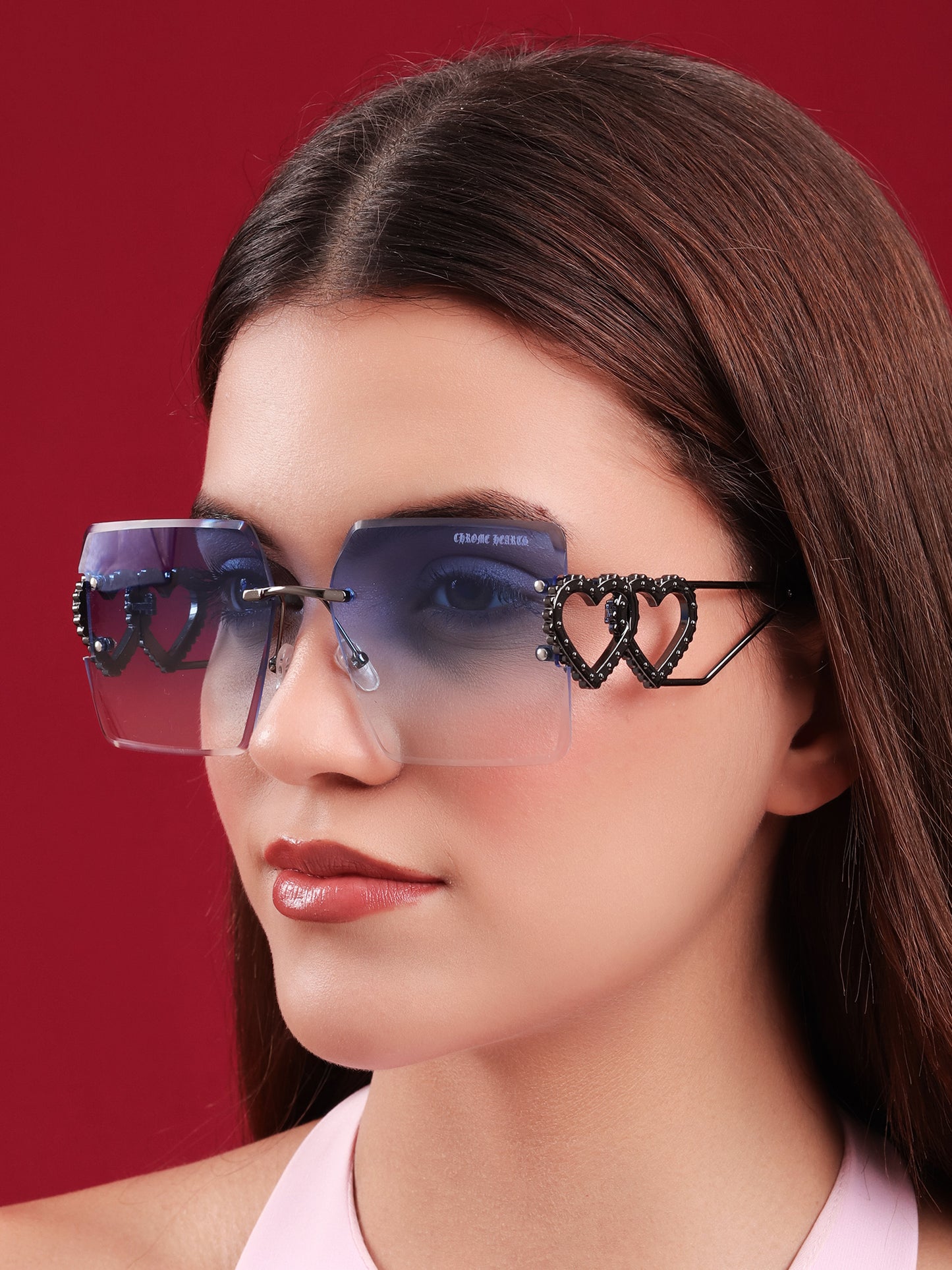 Blue Fade Heart-Temple Sunglasses