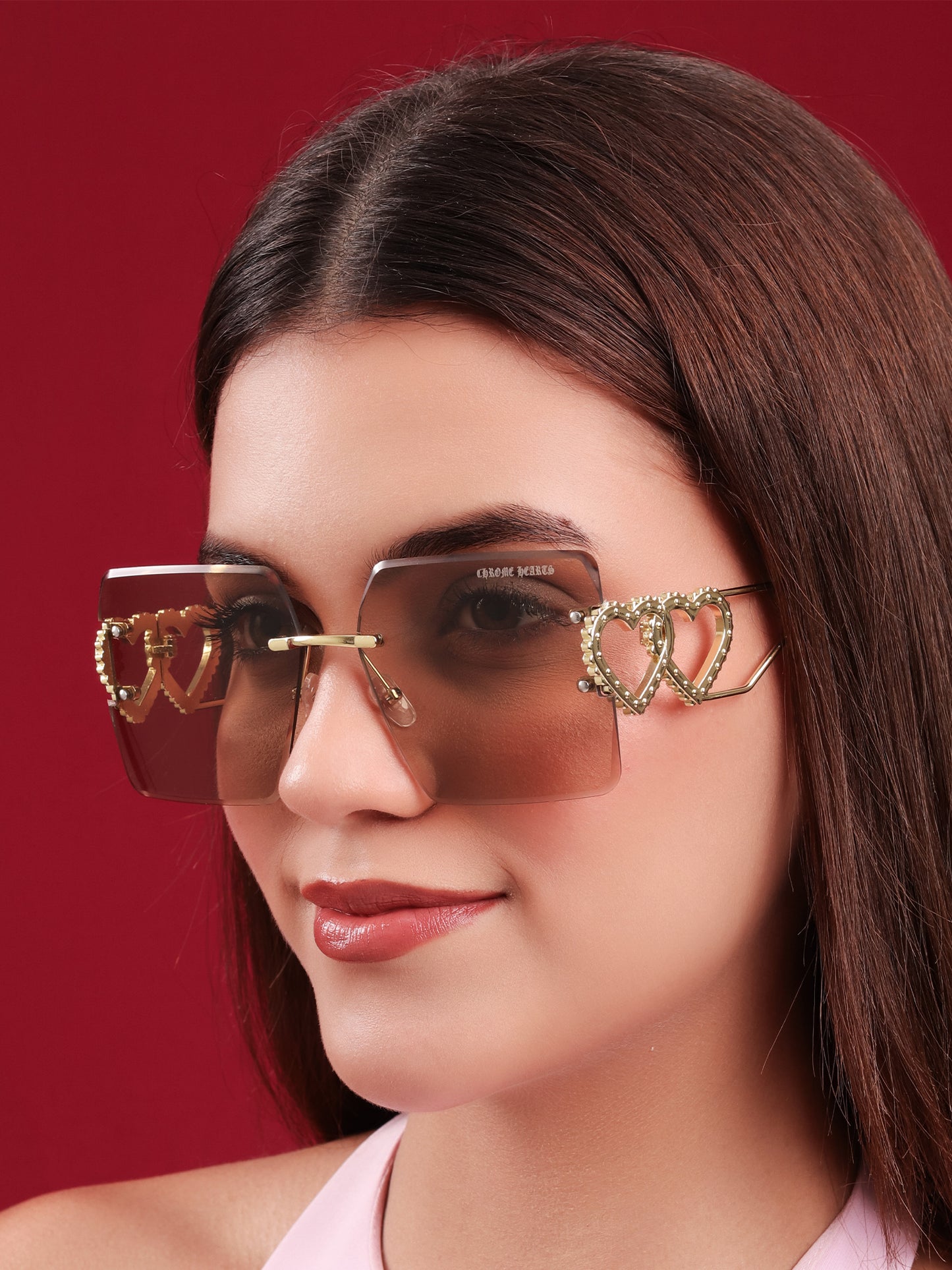 Hearts Gold Luxe Rimless Sunglasses