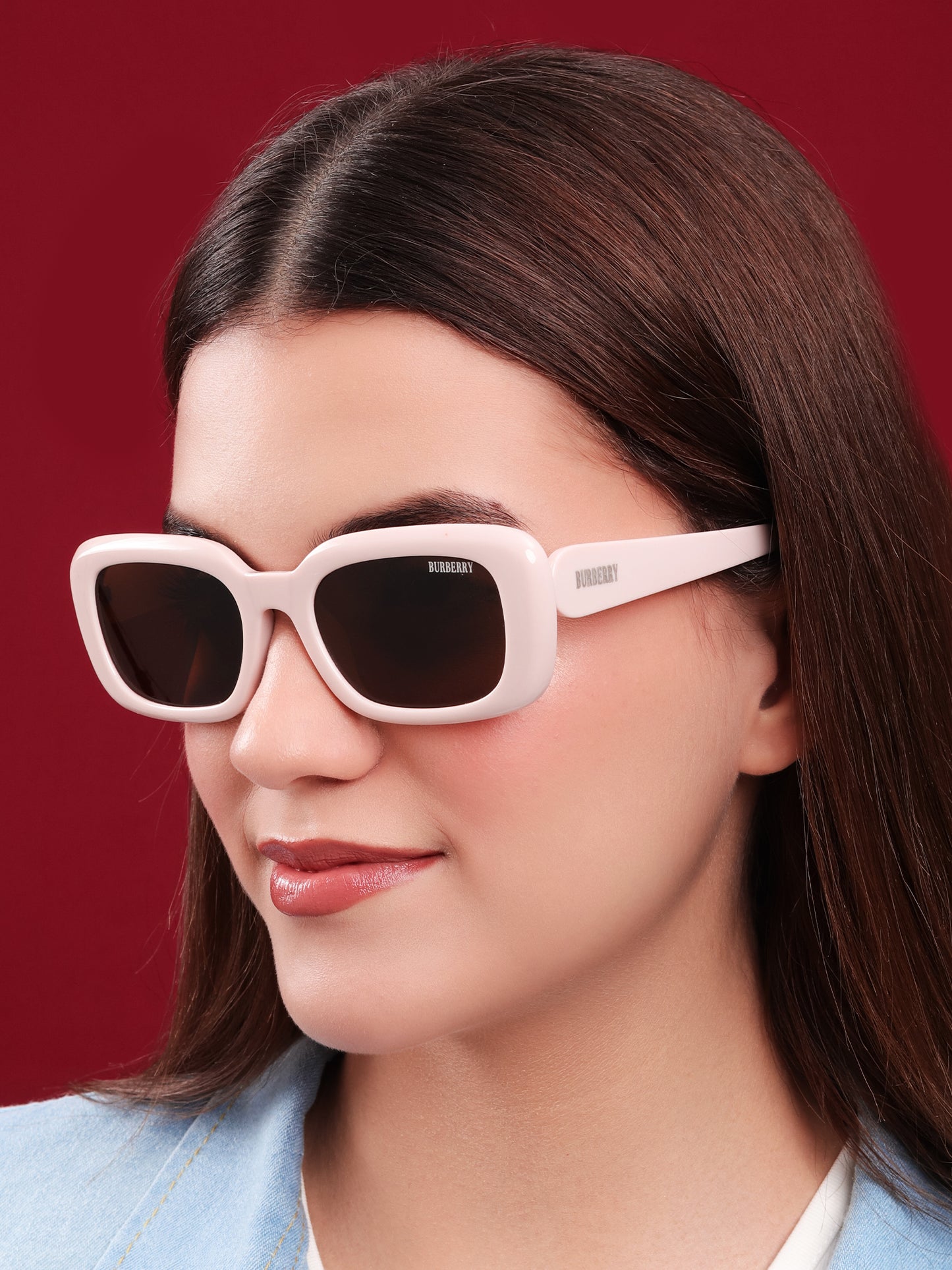 Blush Luxe Rectangular Sunglasses