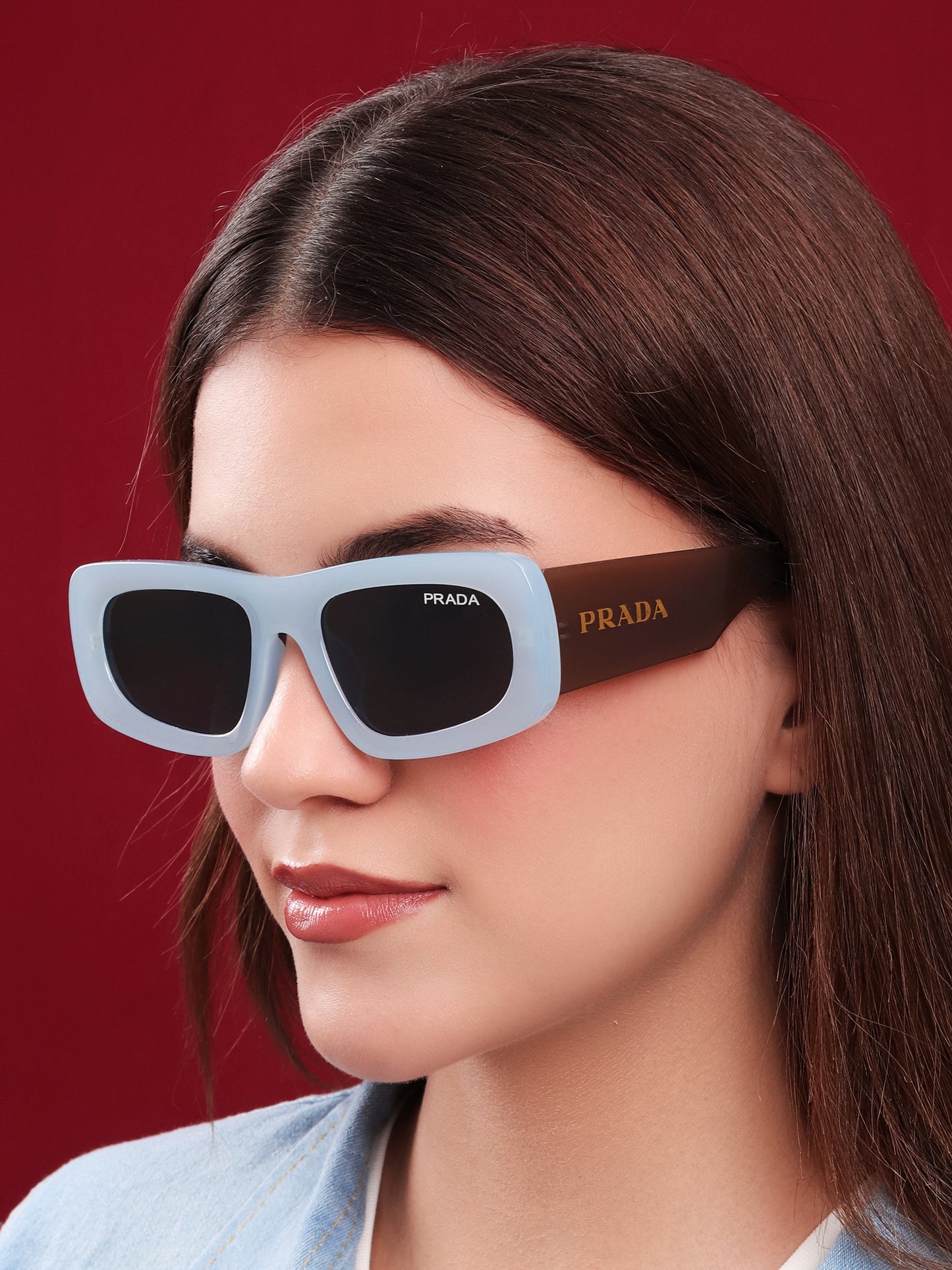 Glacier Blue Rectangle Sunglasses