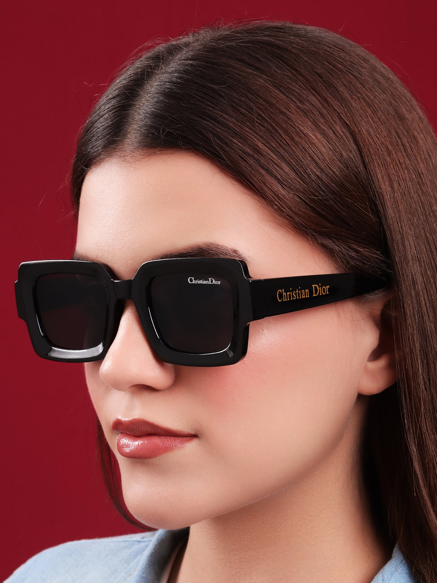 Square Statement” Black Acetate Sunglasses