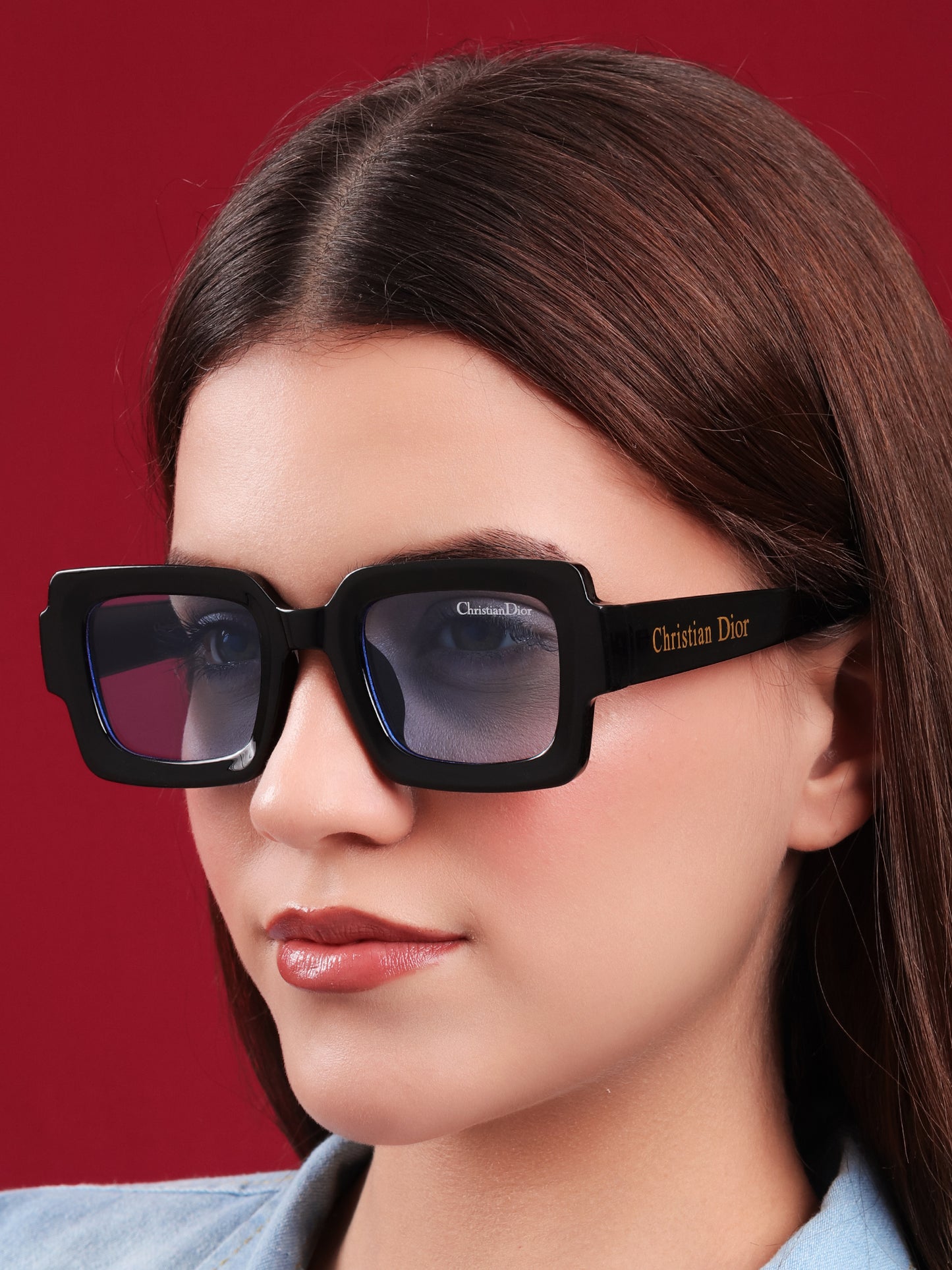 “Frosted Blue Statement” Square Sunglasses