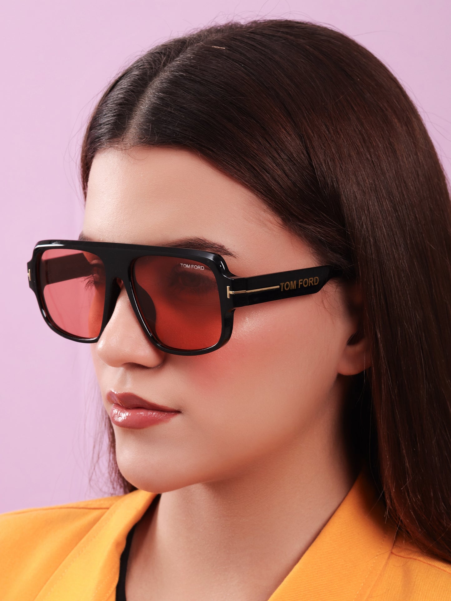 Black Frame Peach Lens Sunglasses
