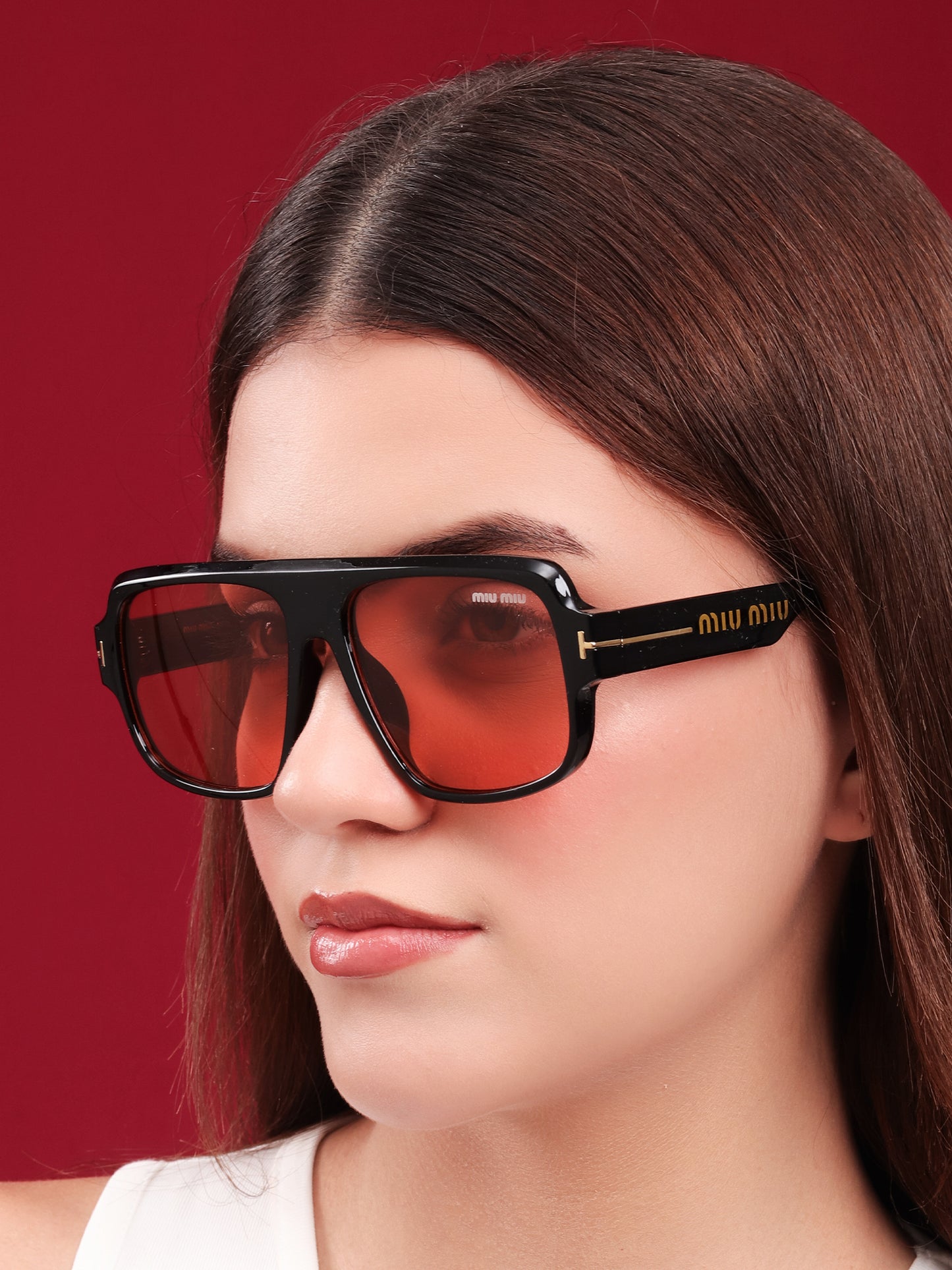 Black Navigator Pink Lens Sunglasses