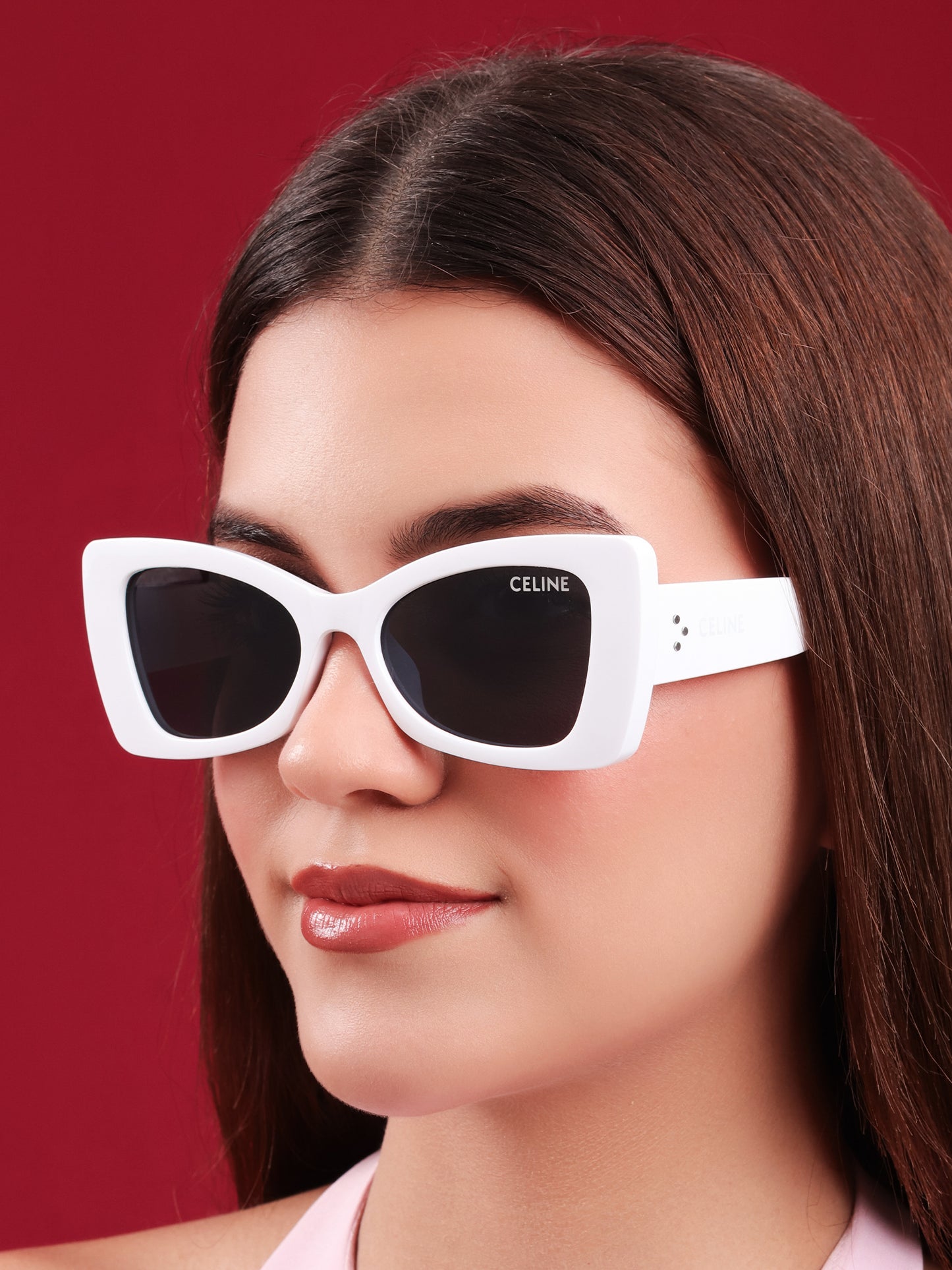 Celine Oversized White Cat-Eye Sunglasses