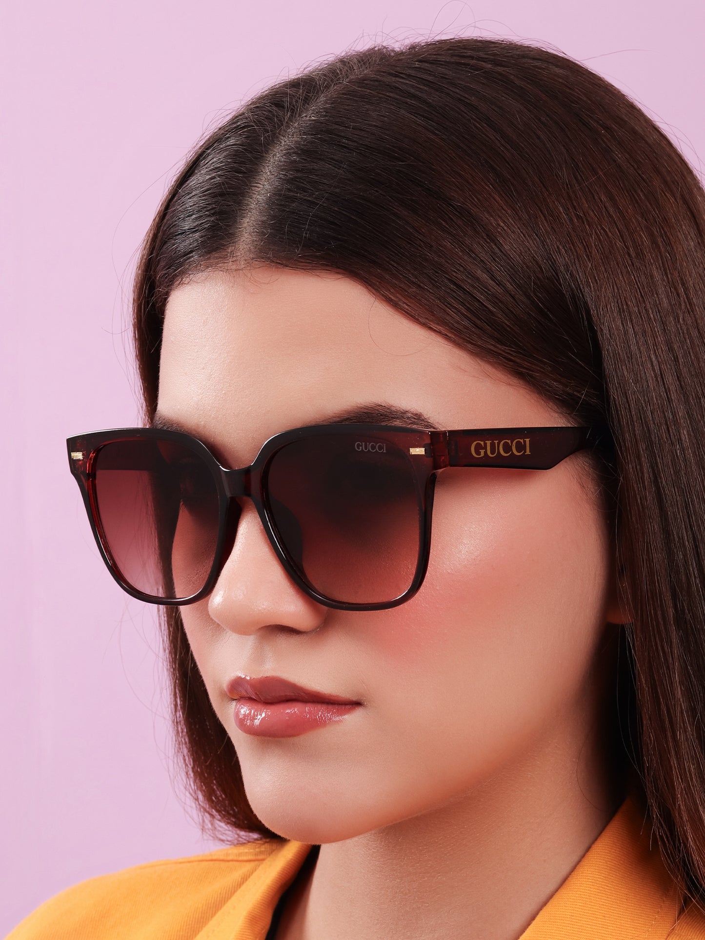 Square Sunglasses in Bordeaux Red
