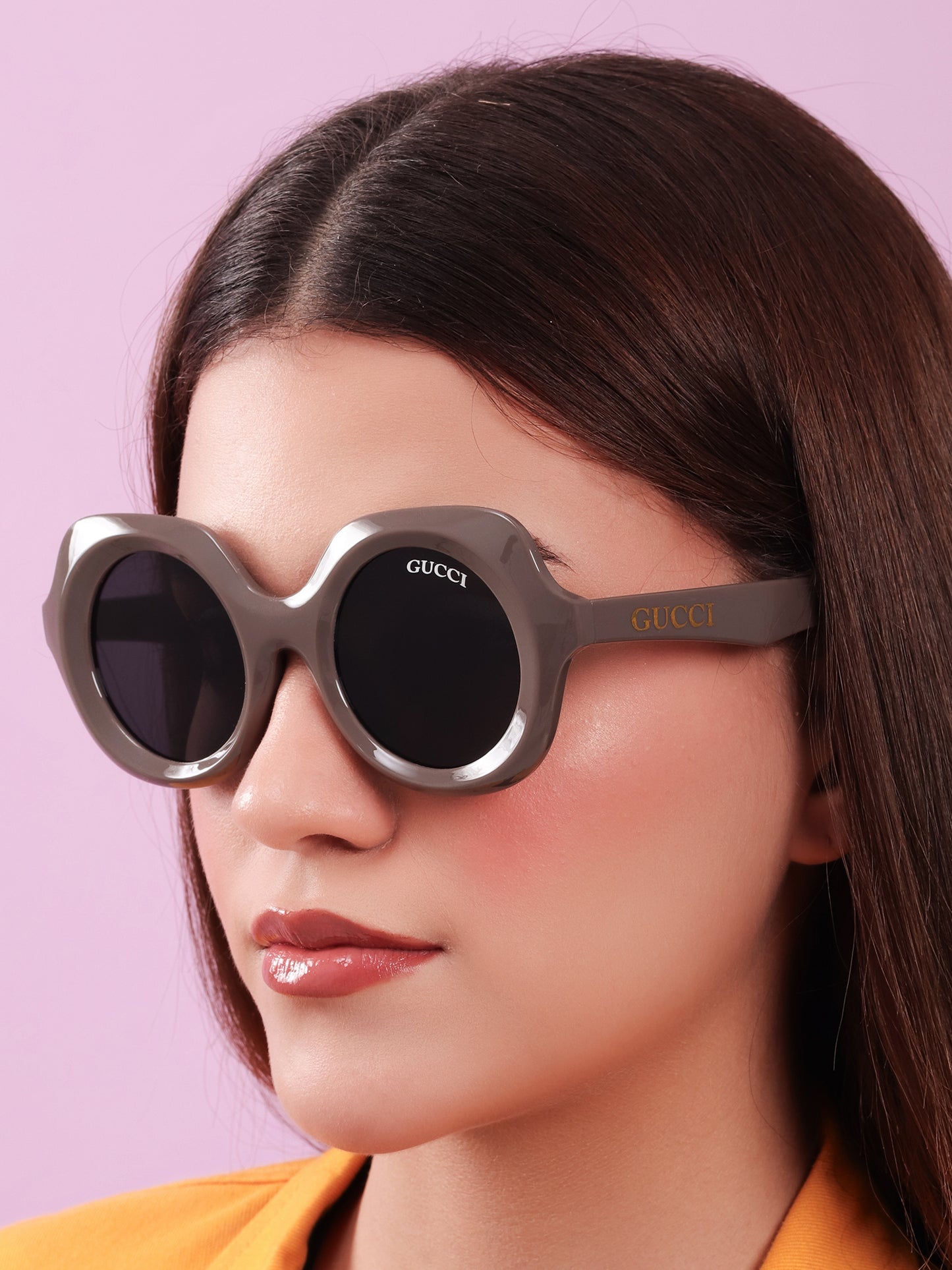 Retro Round Sunglasses in Mocha Brown