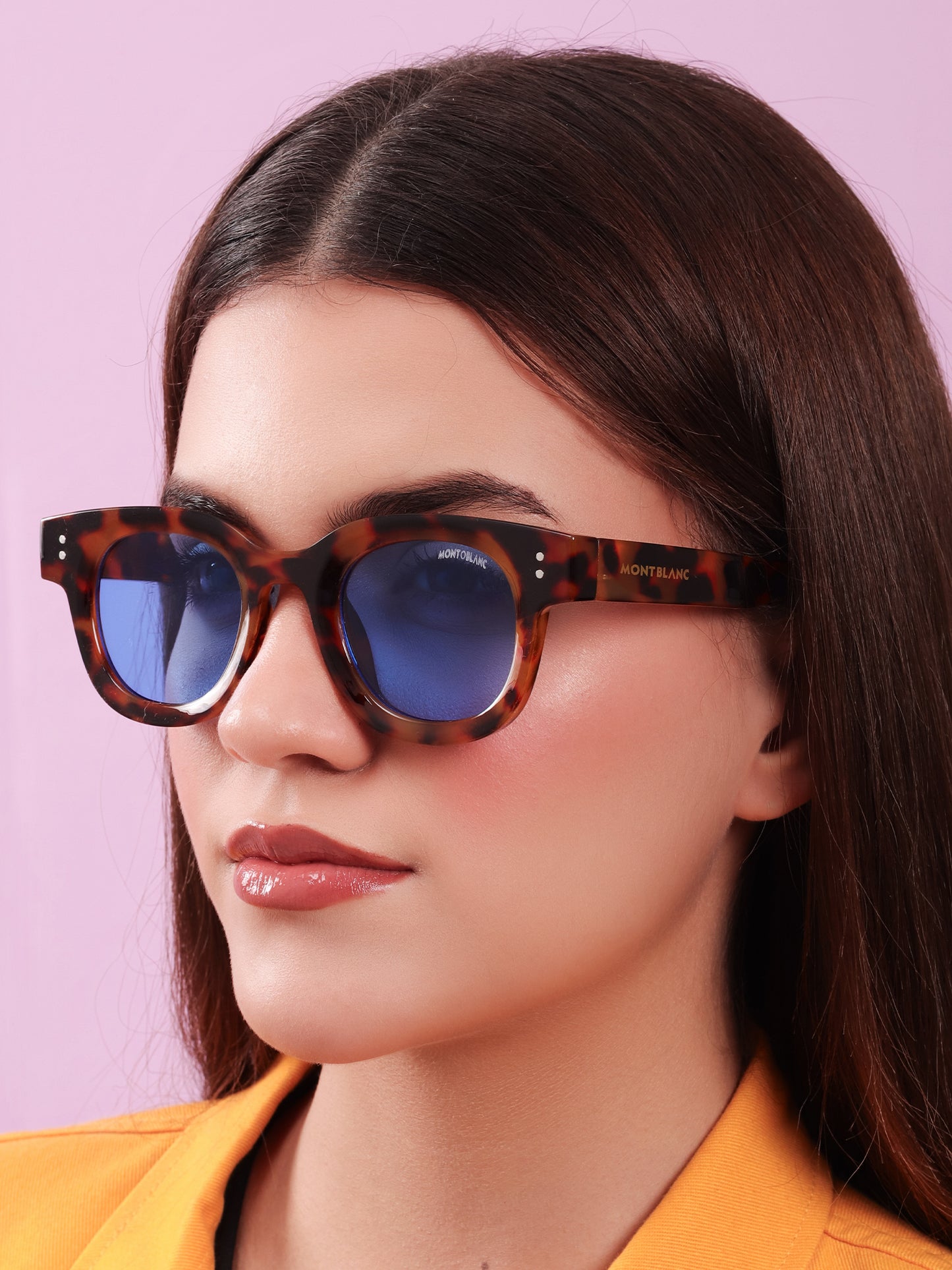 Montblanc Tortoiseshell Blue Lens Sunglasses