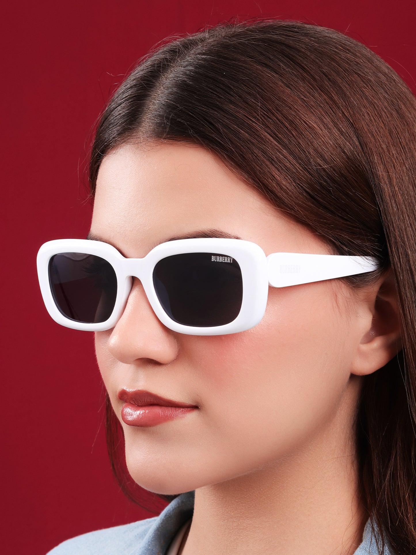 Arctic White Rectangular Sunglasses by Burberry