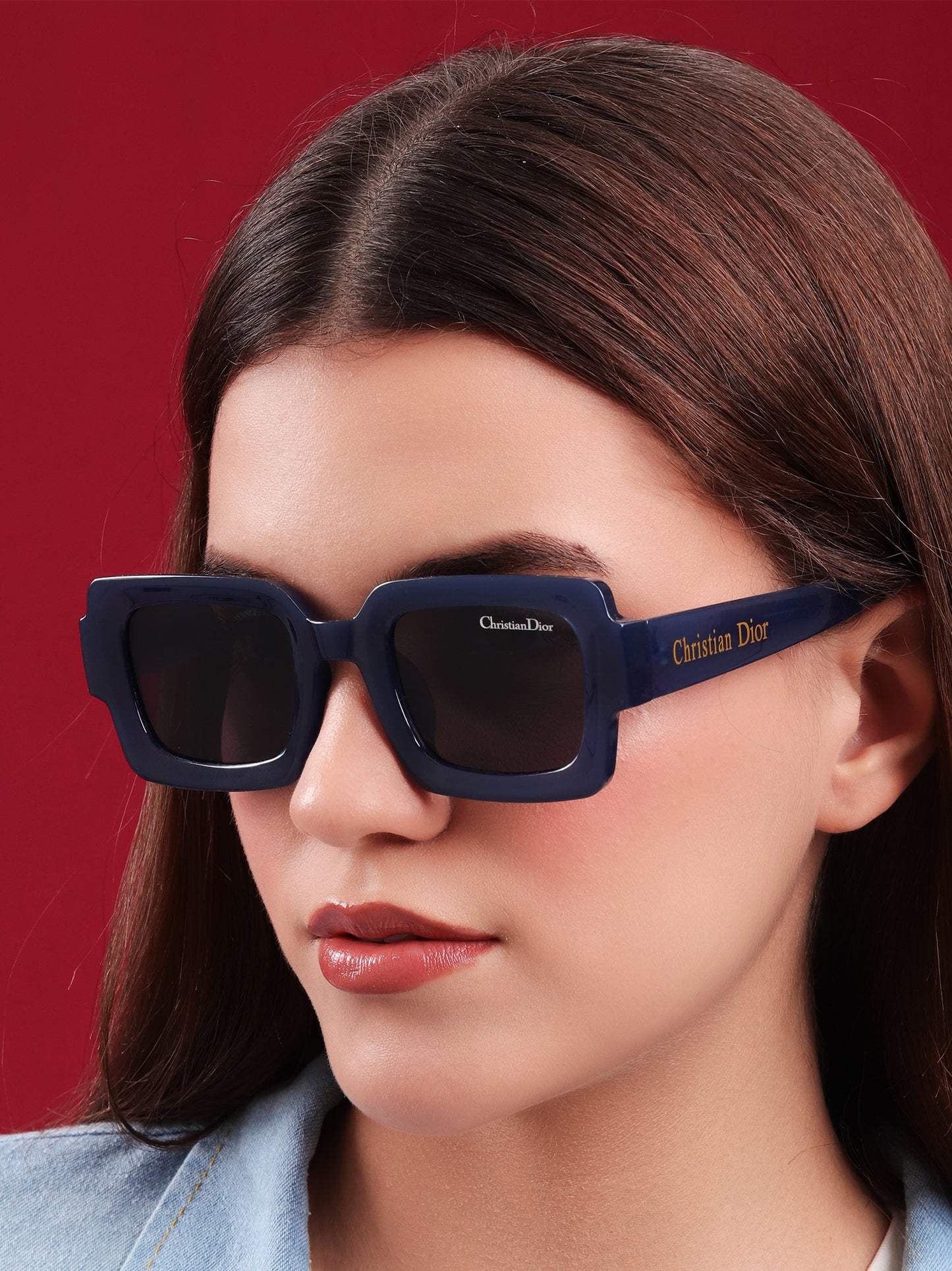 Square Blue Acetate Sunglasses