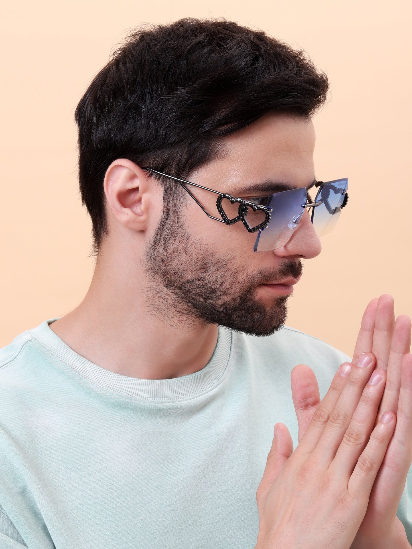 Blue Fade Heart-Temple Sunglasses