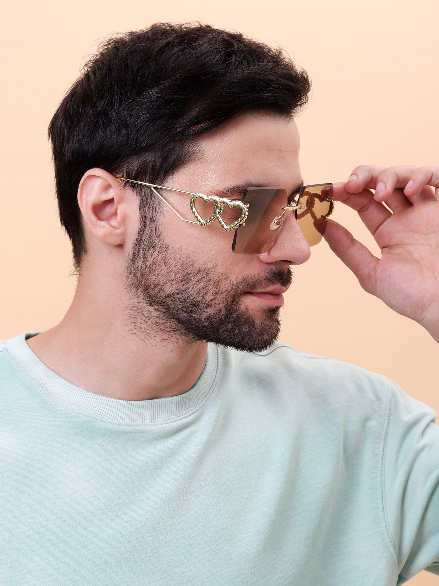 Hearts Gold Luxe Rimless Sunglasses