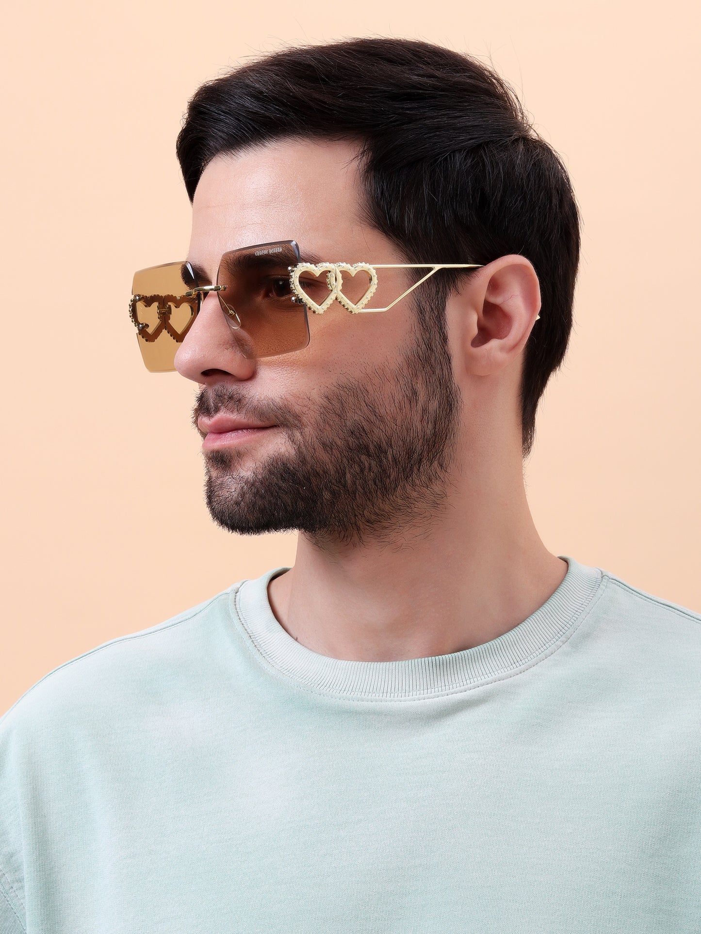 Hearts Gold Luxe Rimless Sunglasses