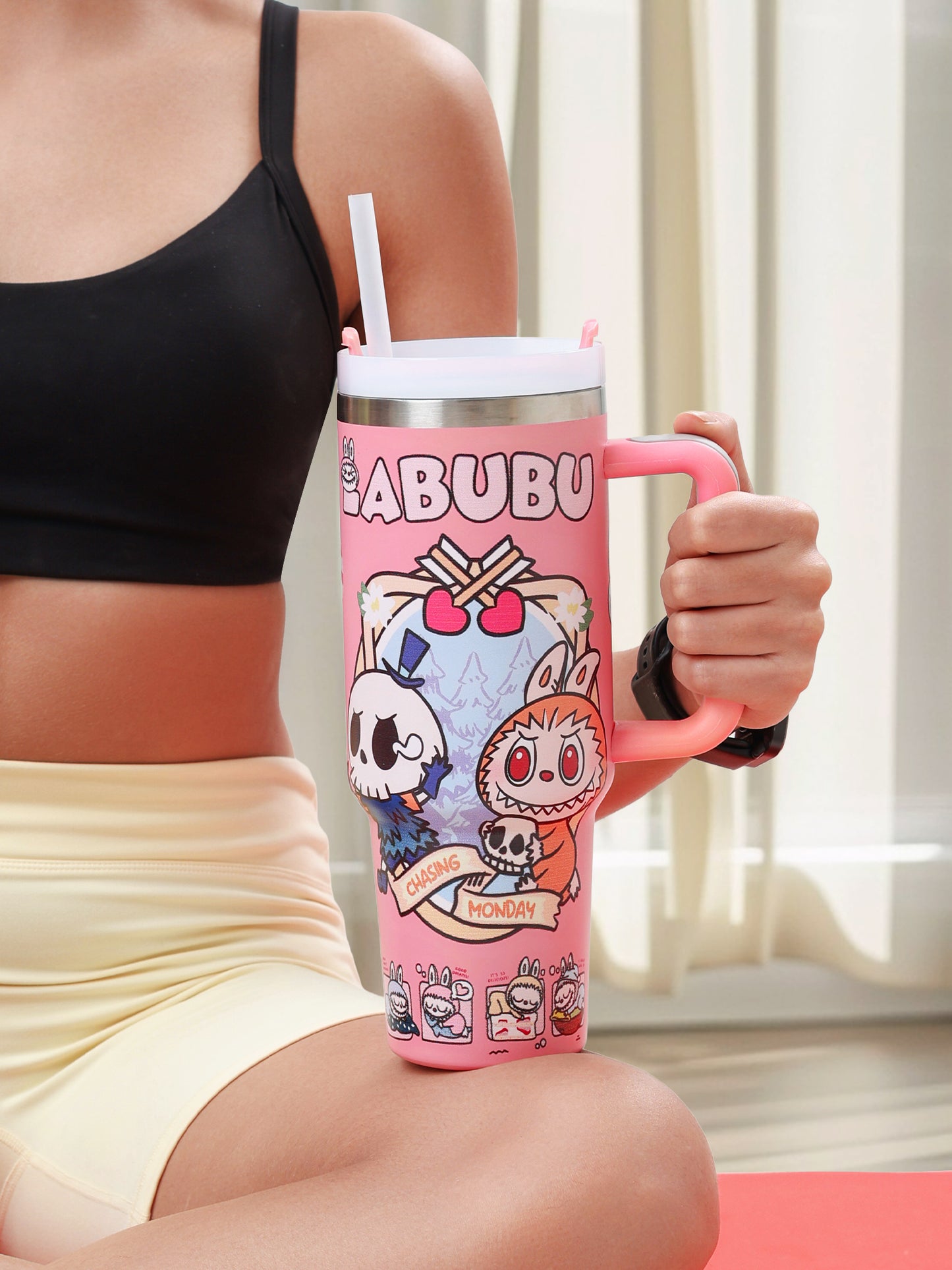 LABUBU “Chasing Monday” Pink Sipper